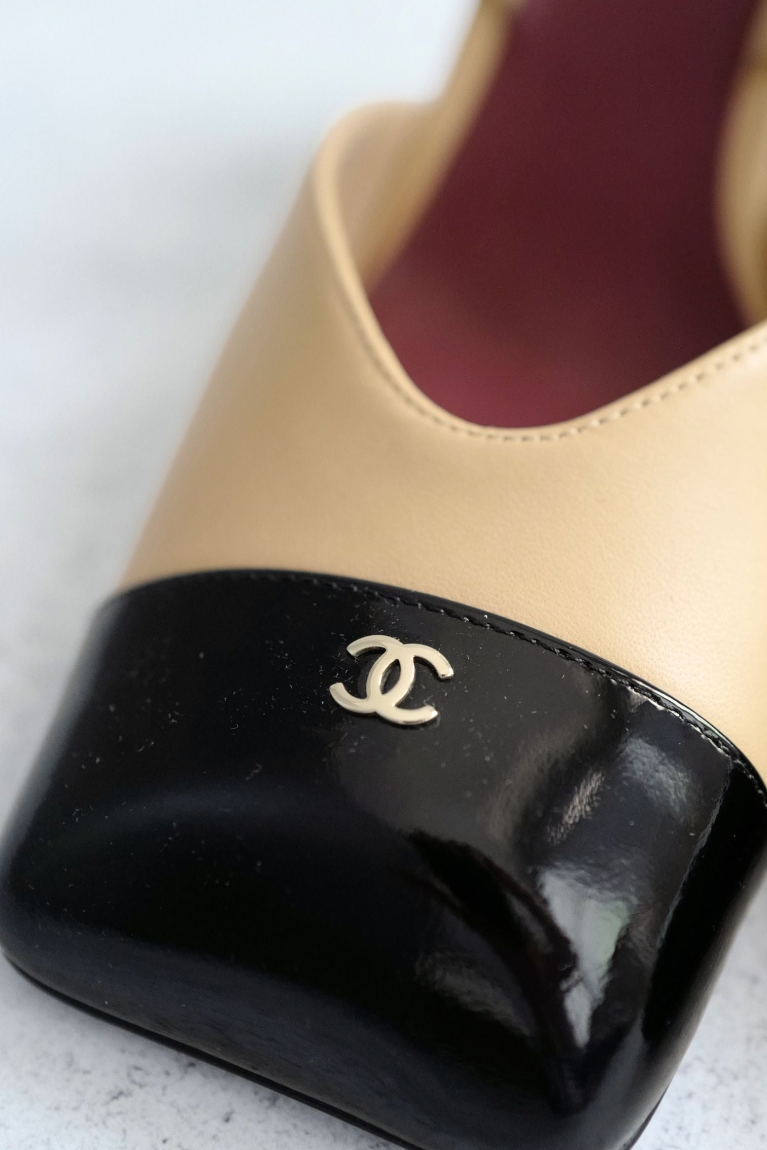 Chanel 26s Slingbacks Matthieu Blazy's Beige Black Lambskin Calfskin Size 38