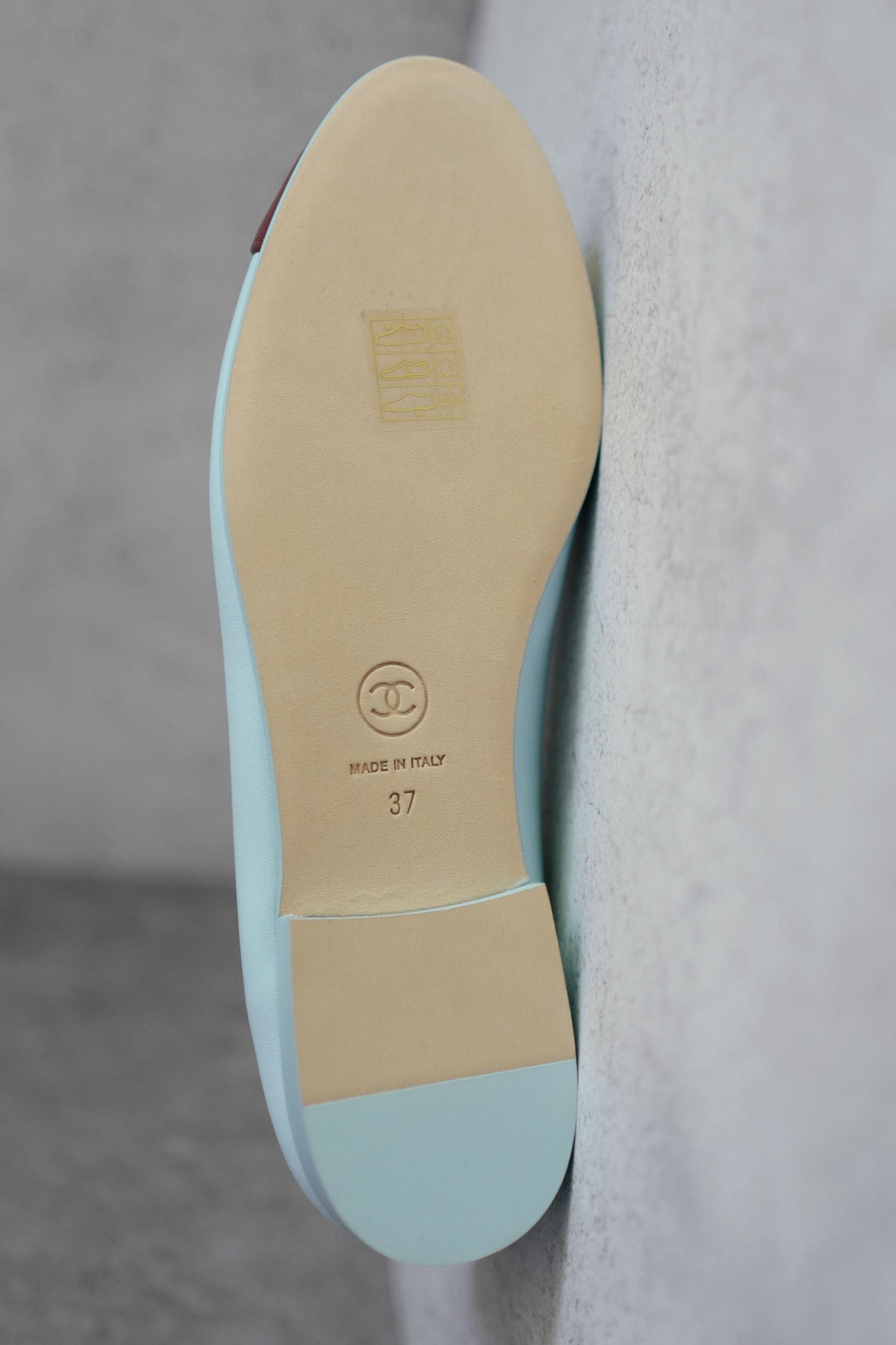 Chanel 26S Matthieu Blazy's Ballet Flats Burgundy Blue Lambskin Size 37