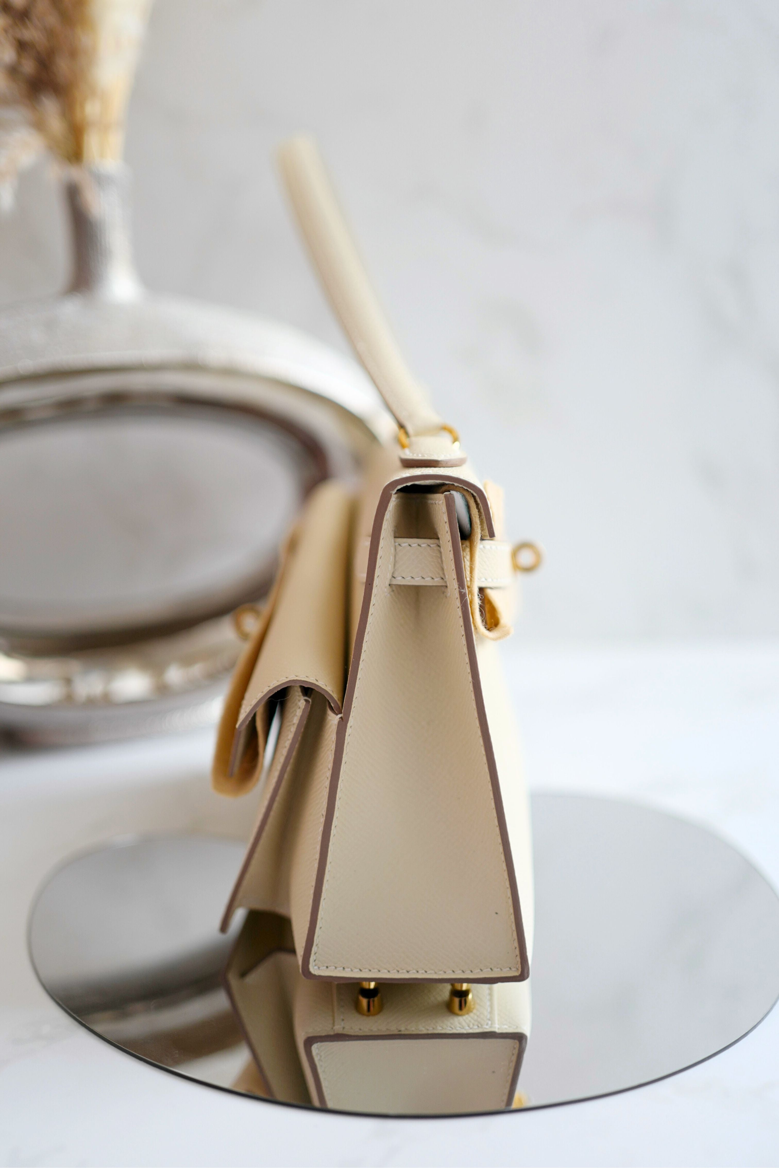 BNIB Hermes Kelly En Desordre Craie Epsom Gold HW Limited Edition