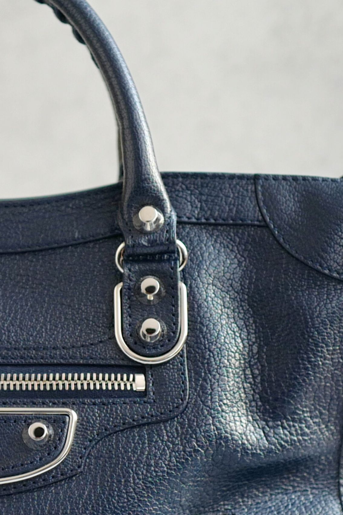 Balenciaga city small in Navy Silver Hardware