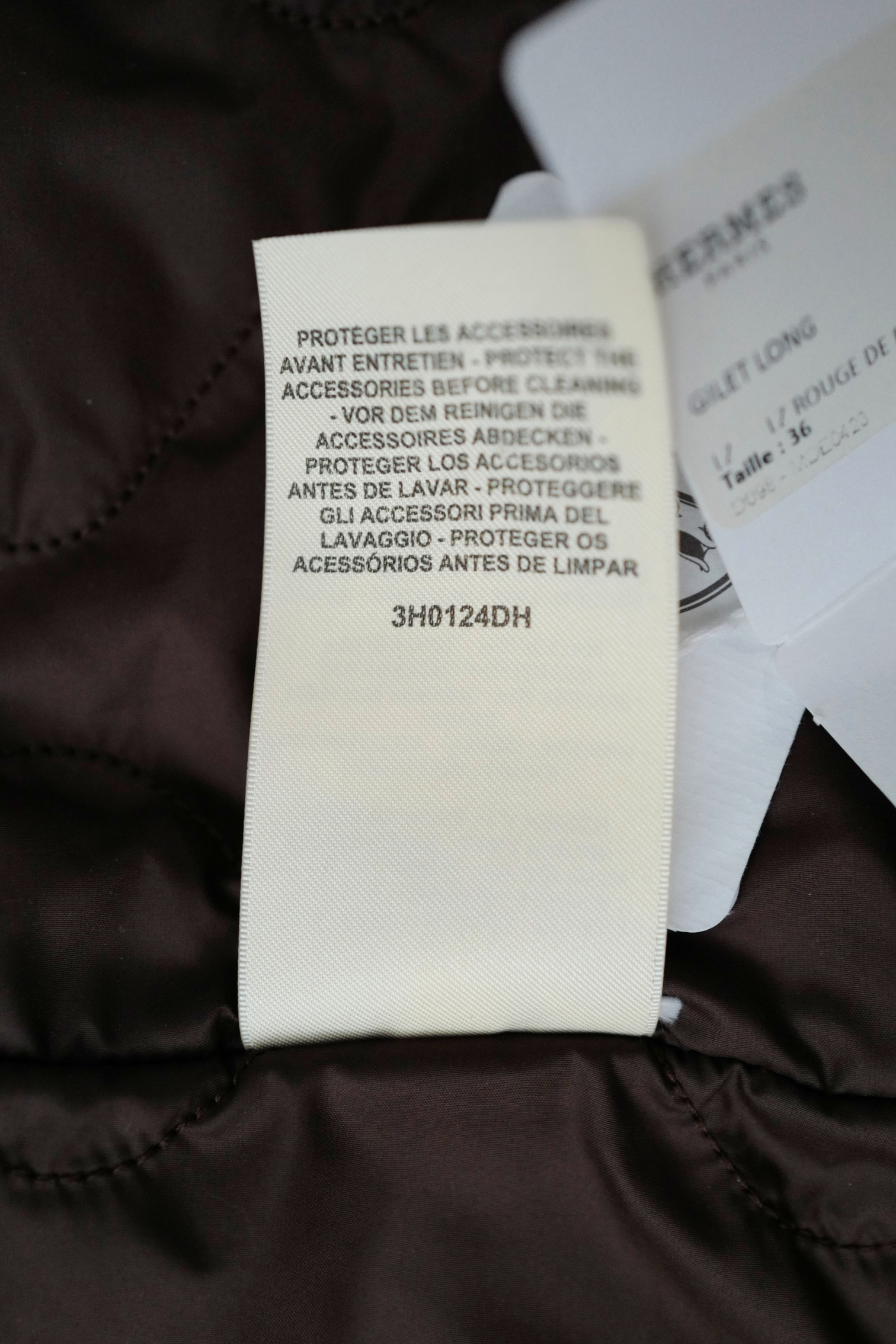 Hermes Gilet Long Vest LZ Rouge De Falun Size 36 NEW $5K Retail