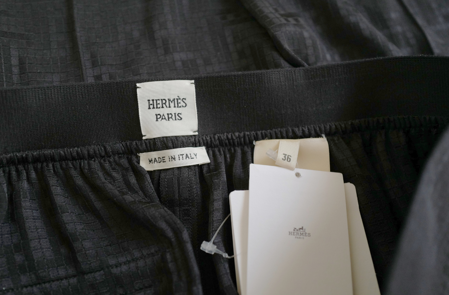 New Hermès Mosaique Wide-Leg Pants Noir Black Size 36