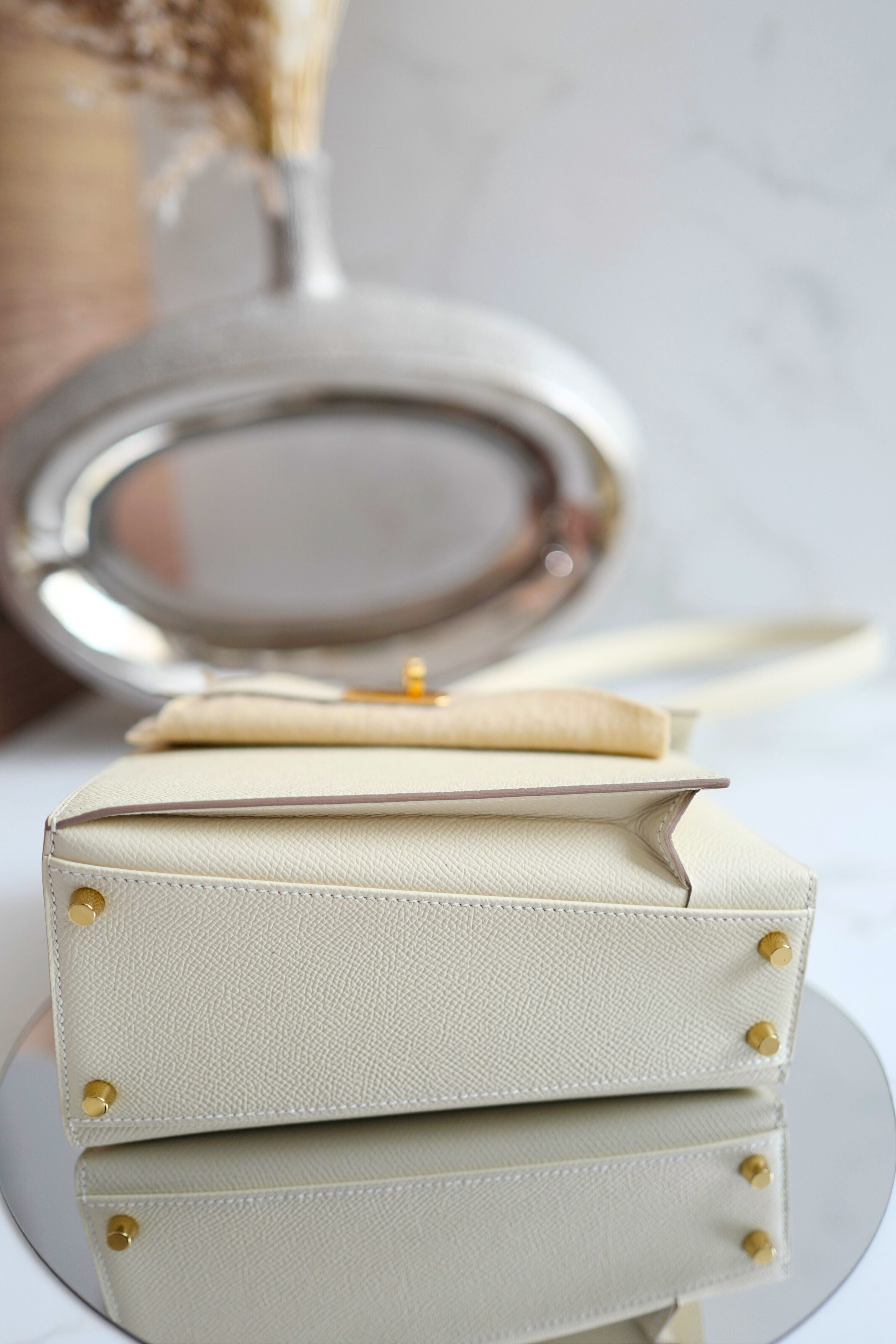 BNIB Hermes Kelly En Desordre Craie Epsom Gold HW Limited Edition