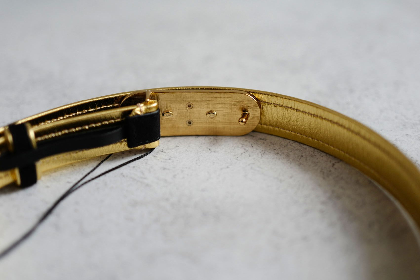 Chanel 24S Womens Leather Belt in Goatskin, Lambskin & Metal Black & Gold 80