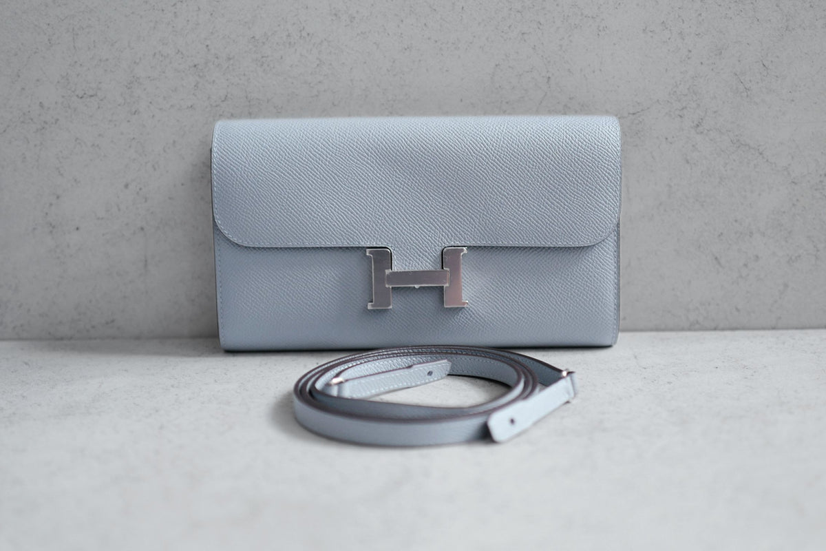 BNIB Hermes Constance To Go Wallet Gris Pantin Epsom Calfskin Palladium Hardware