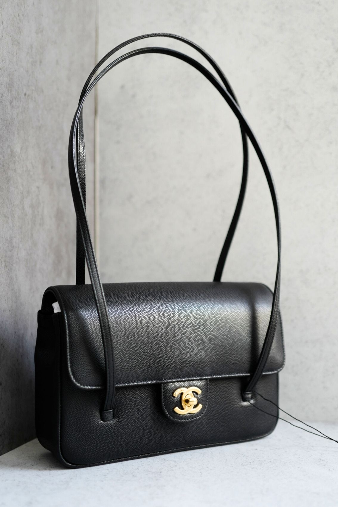 Chanel 26s Preppy Coco 22 Small Black Grained Shiny Calfskin With Gold Hardware