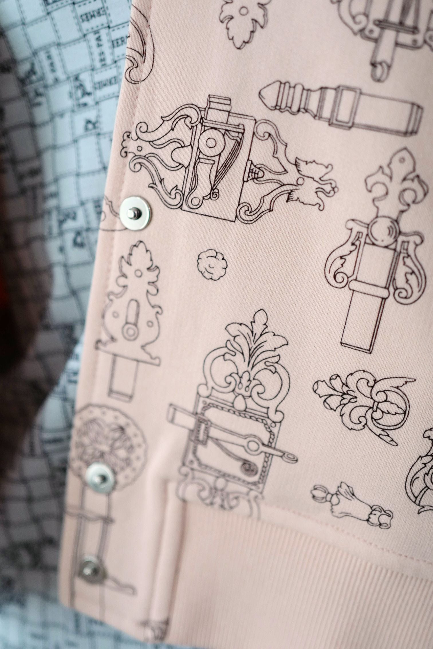 Hermes Varsity Jacket "Ferronnerie Remix" Rose Opaline Cotton Size 36