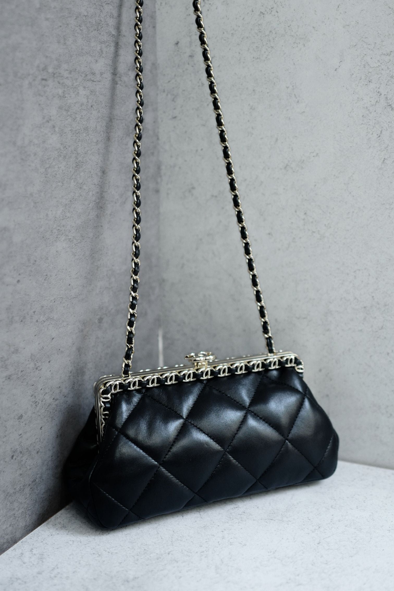 BNIB Chanel 24P Clutch On Chain Lambskin With CC Champagne Gold Hardware