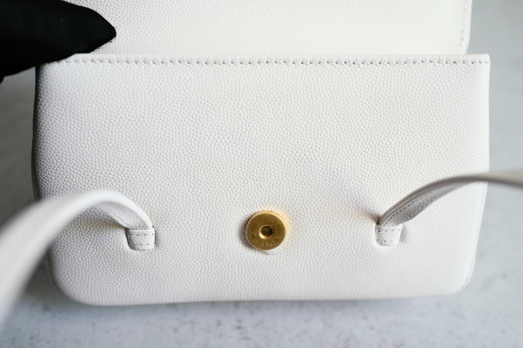 Chanel 26 Preppy Coco 17 Mini White Grained Shiny Calfskin Gold Hardware