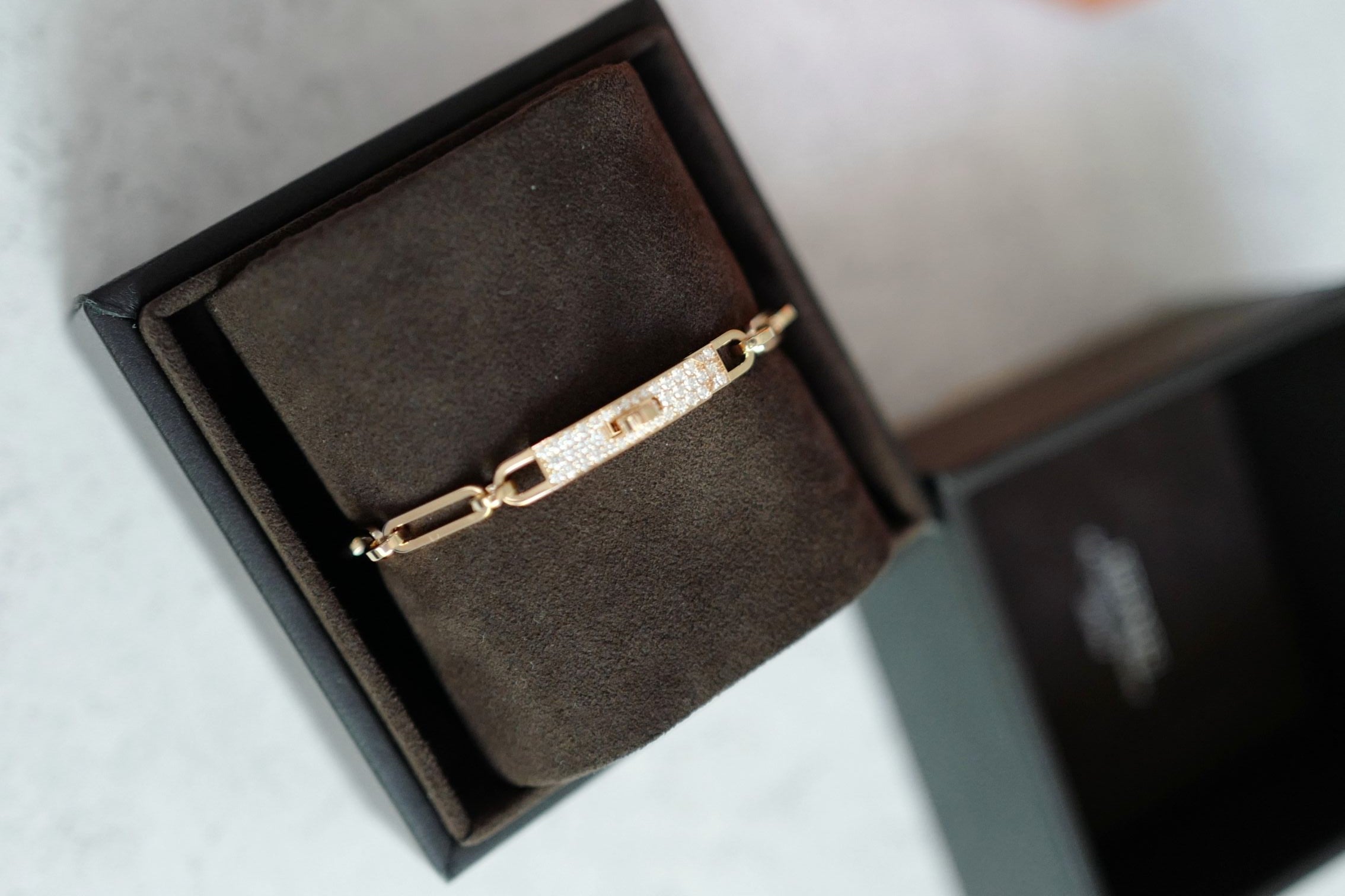 Hermès Kelly Chaine Bracelet Small Model 18K Rose Gold Diamonds Size 140