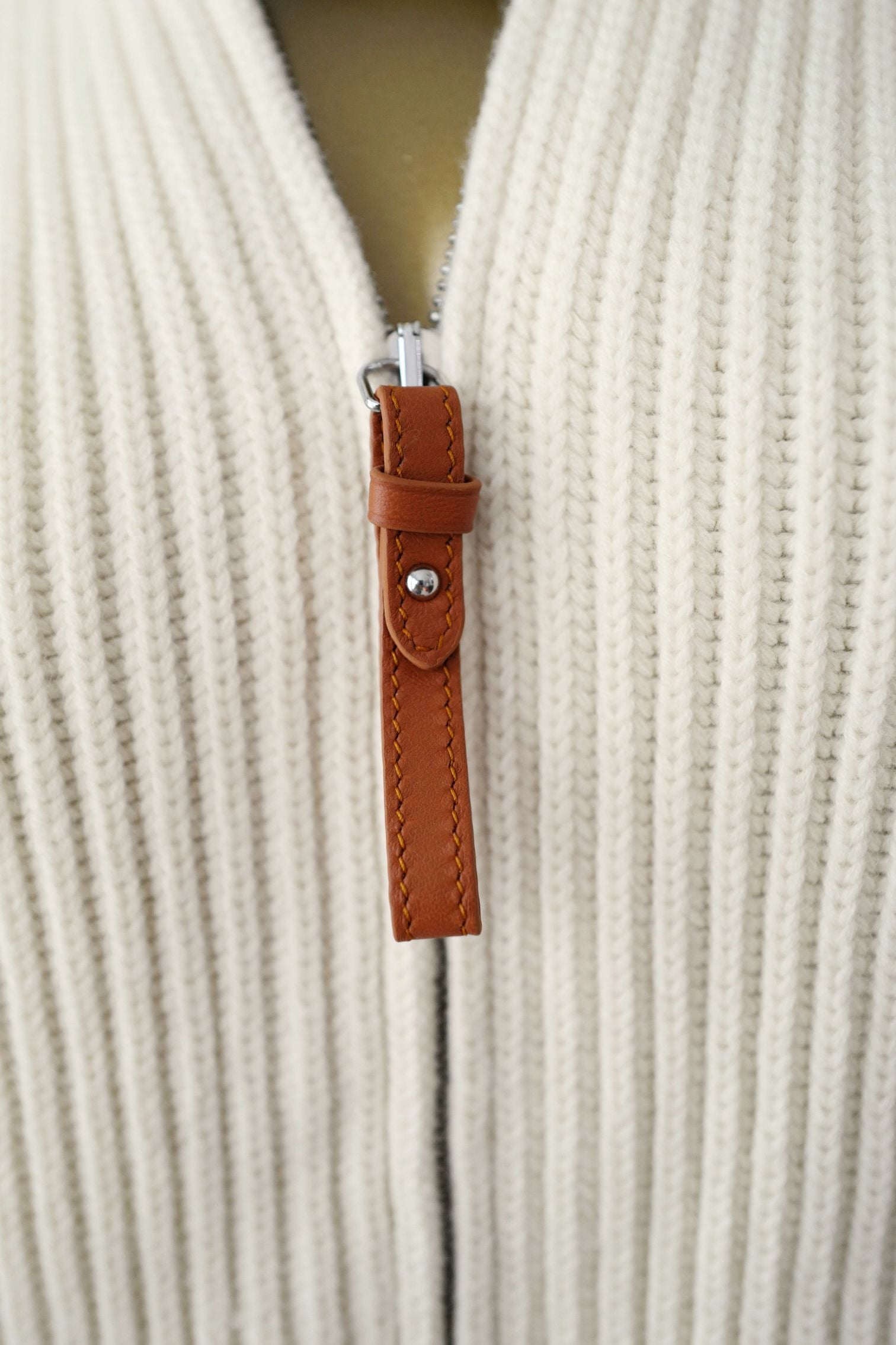 Hermès Blouson Cardigan Blanc Naturel Wool Knit Size 34