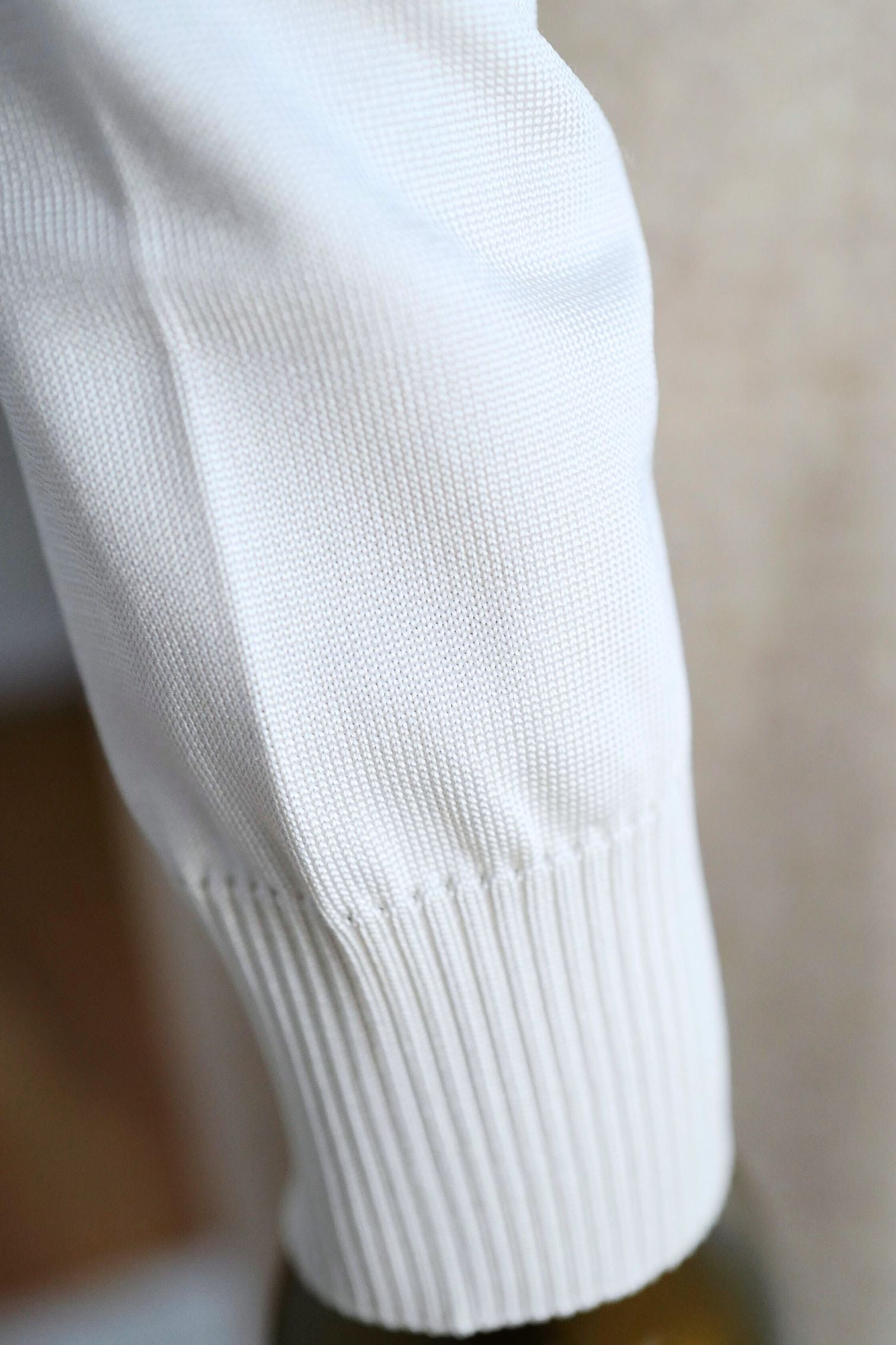 Hermès Long-Sleeve Textured Silk Cotton V-Neck Sweater Blanc Naturel Size 36