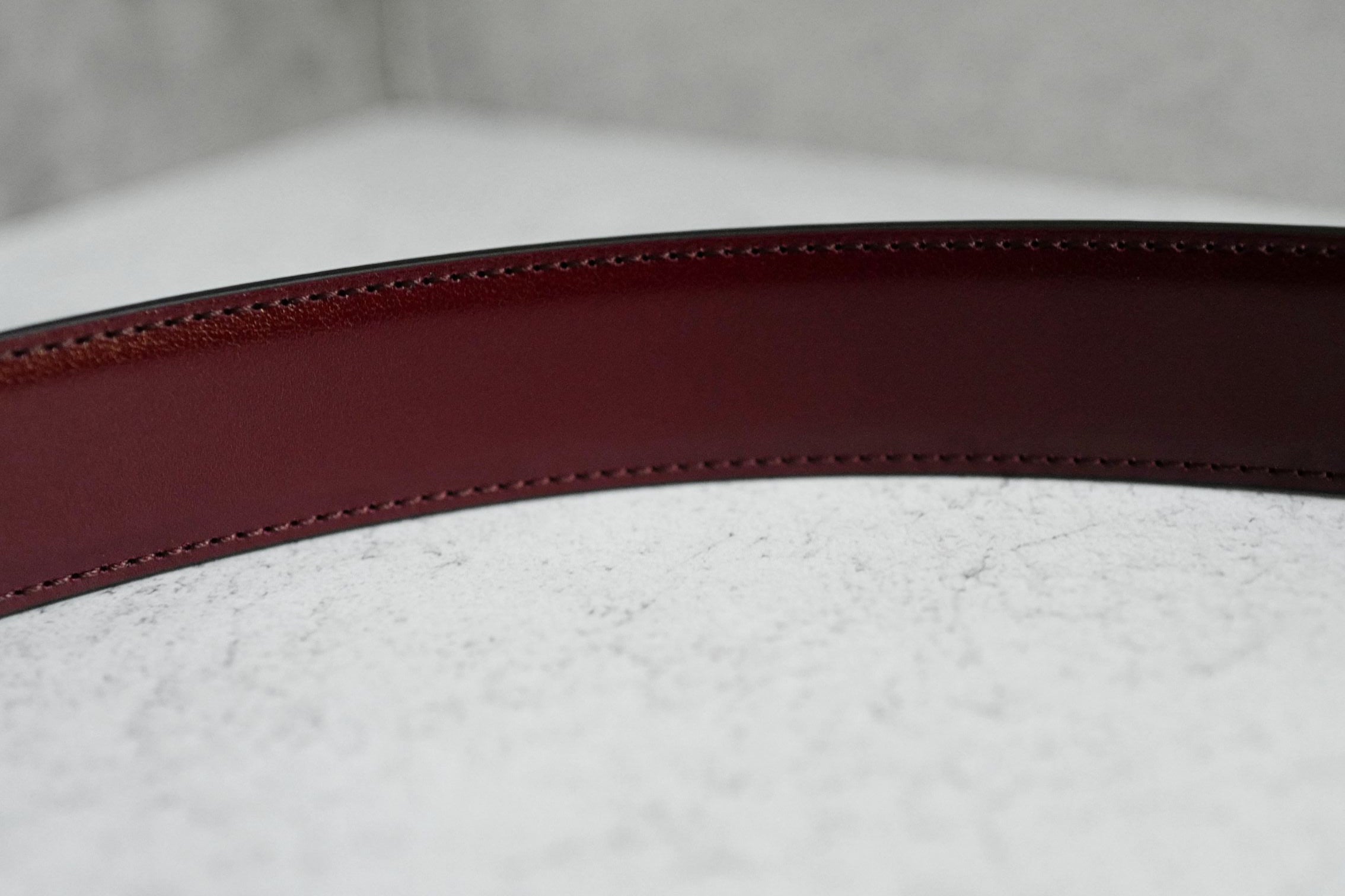 Chanel CC Reversible Belt Black Burgundy Silver Calfskin Metal Size 85