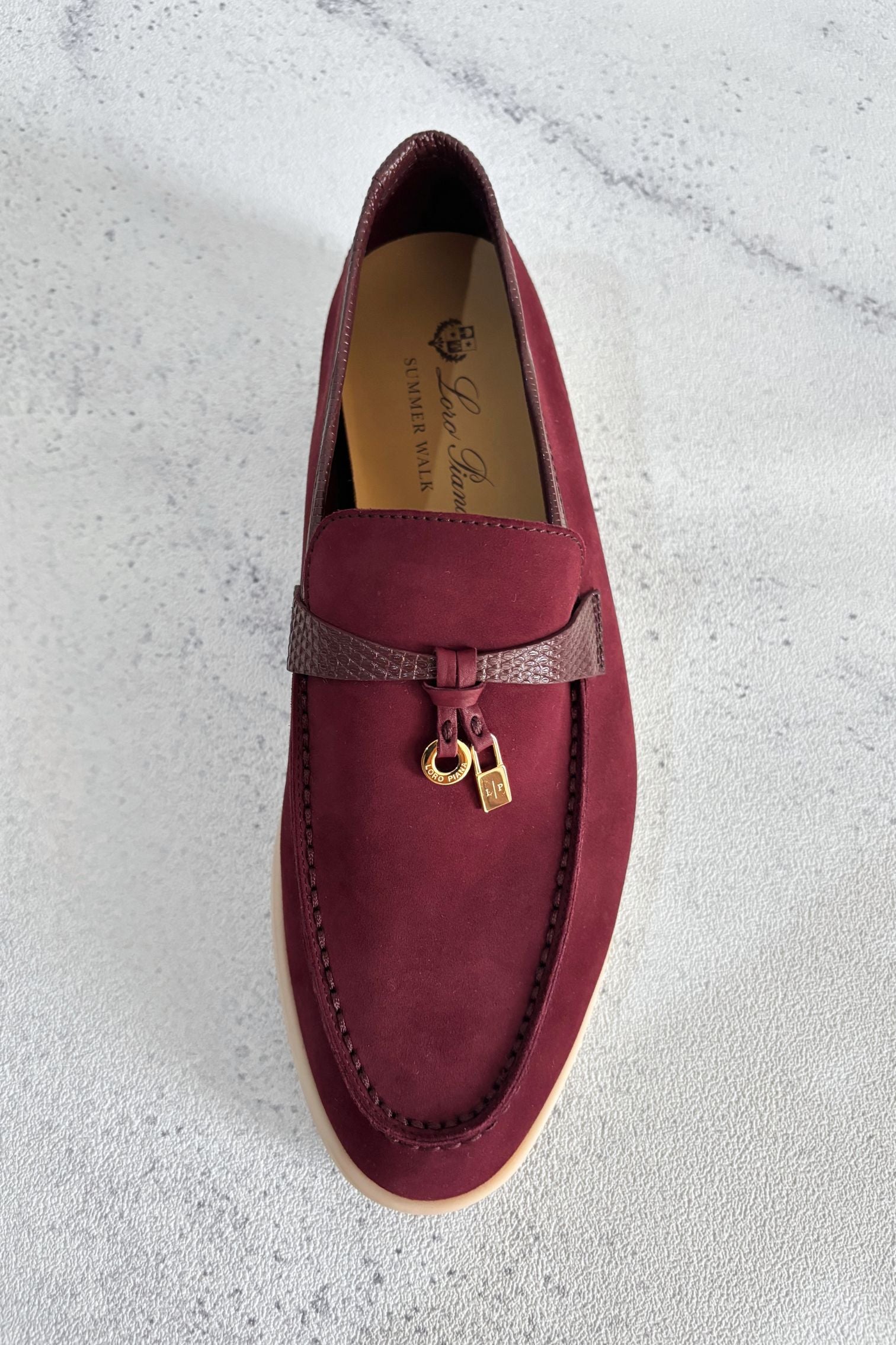 Loro Piana Summer Charms Walk Loafers Azuki Beans Lizard/Suede 37 Limited Ed
