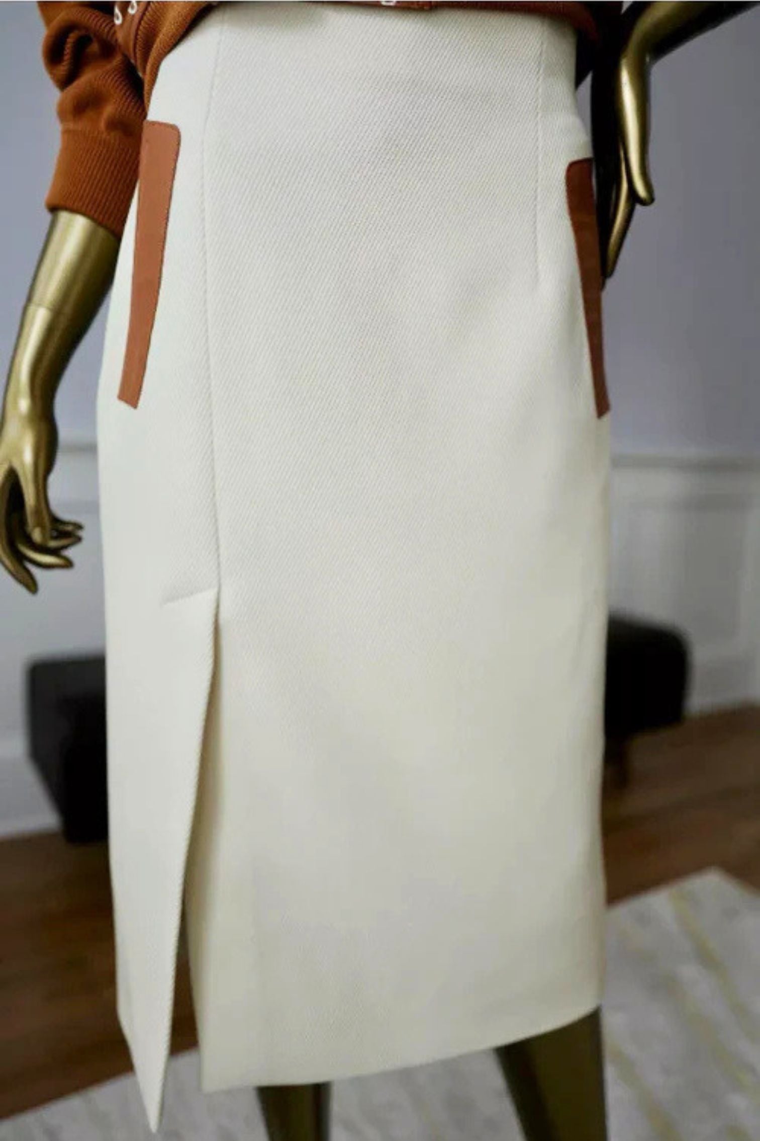 NEW Hermes High Waisted Pencil Skirt Haute Cavalry sz 38 Blanc Natural SOLD OUT