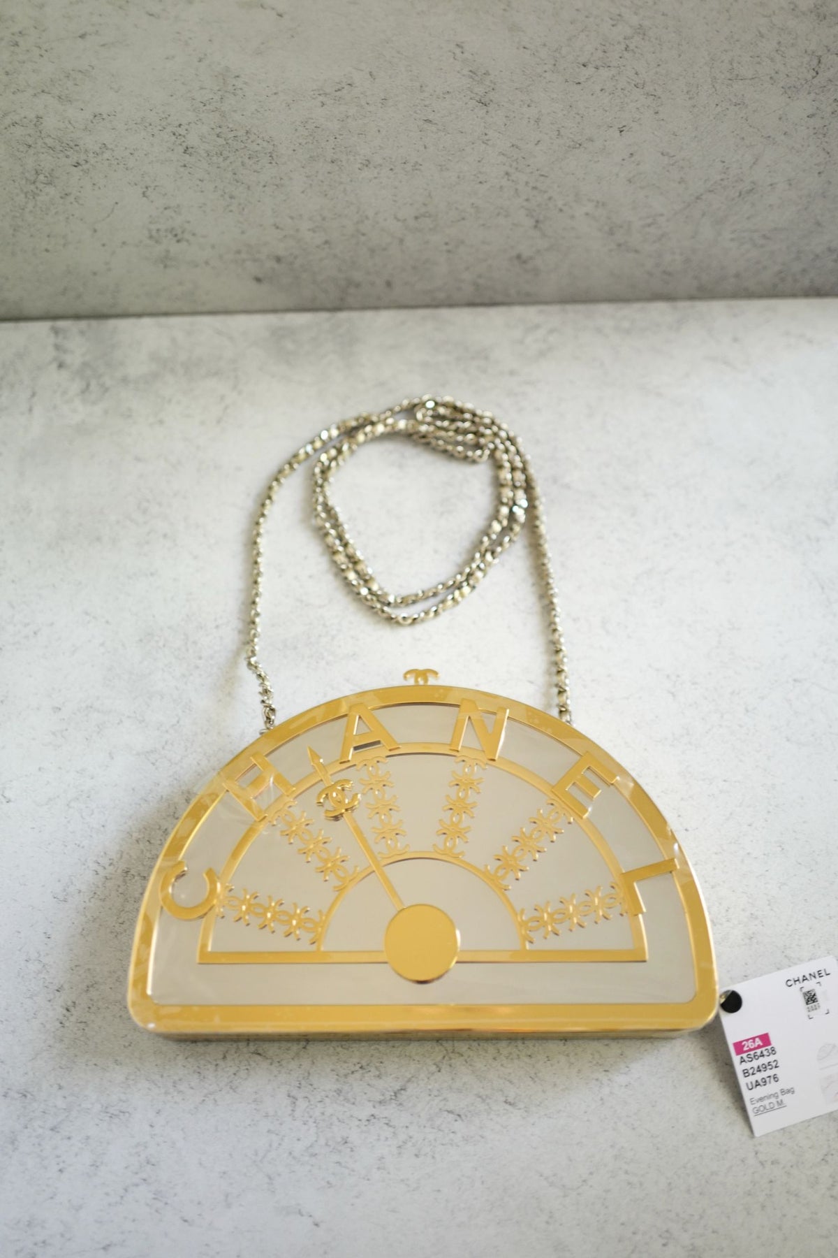 NEW Chanel 26A Metiers d’art Elevator Minaudiere Clutch Golden Silver Gold Hardware
