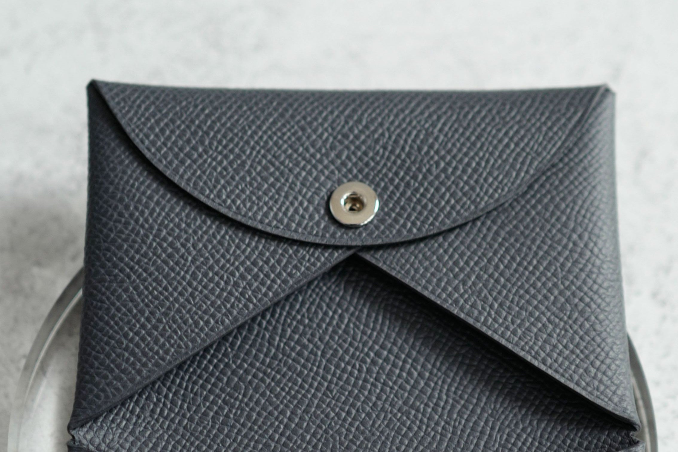 BNIB Hermes Calvi Duo in Gris Misty Epsom Leather Card Holder PHW