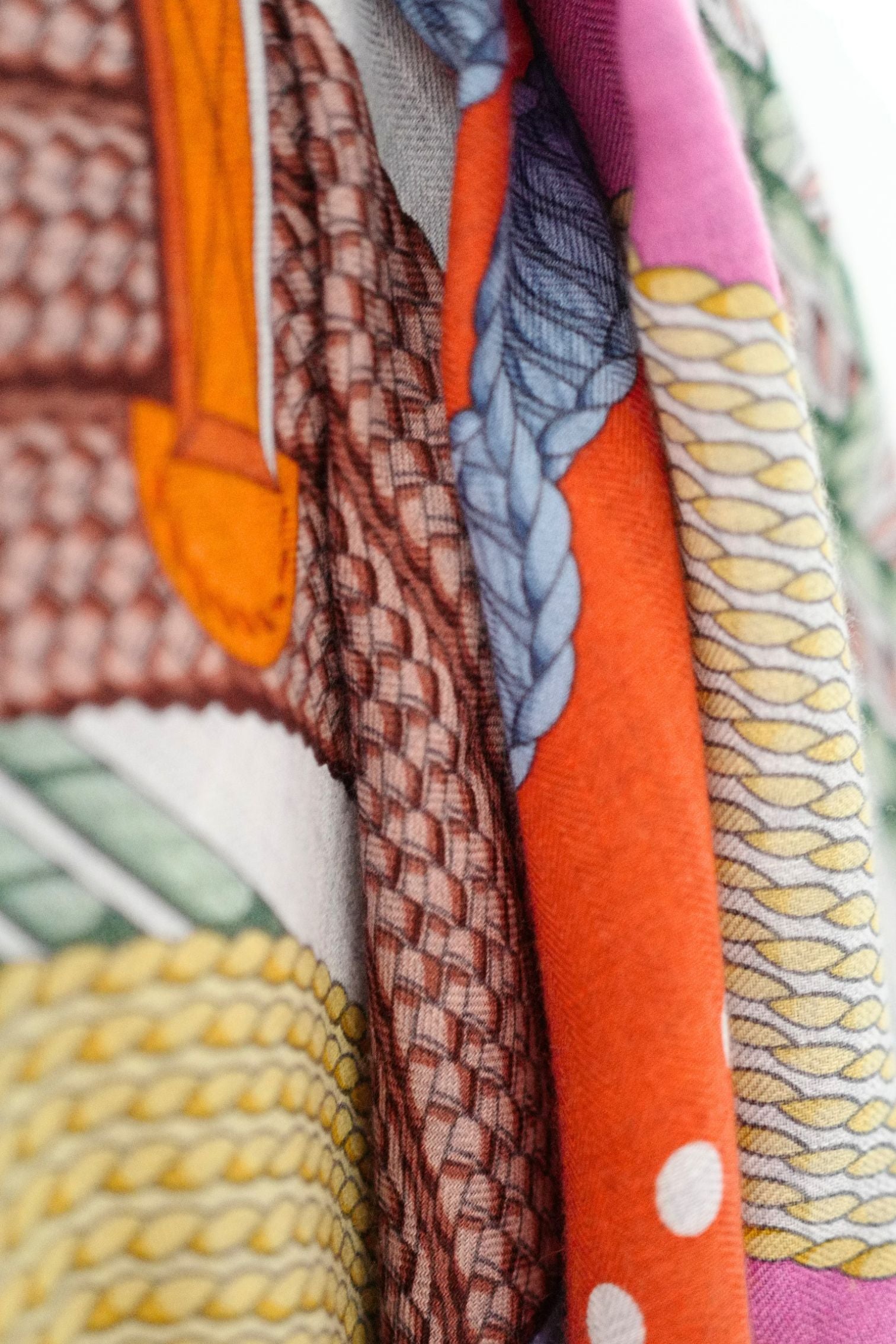 Hermès Dressage Tressage Shawl 140 Bleu Ciel/Rose Rouge Cashmere Silk
