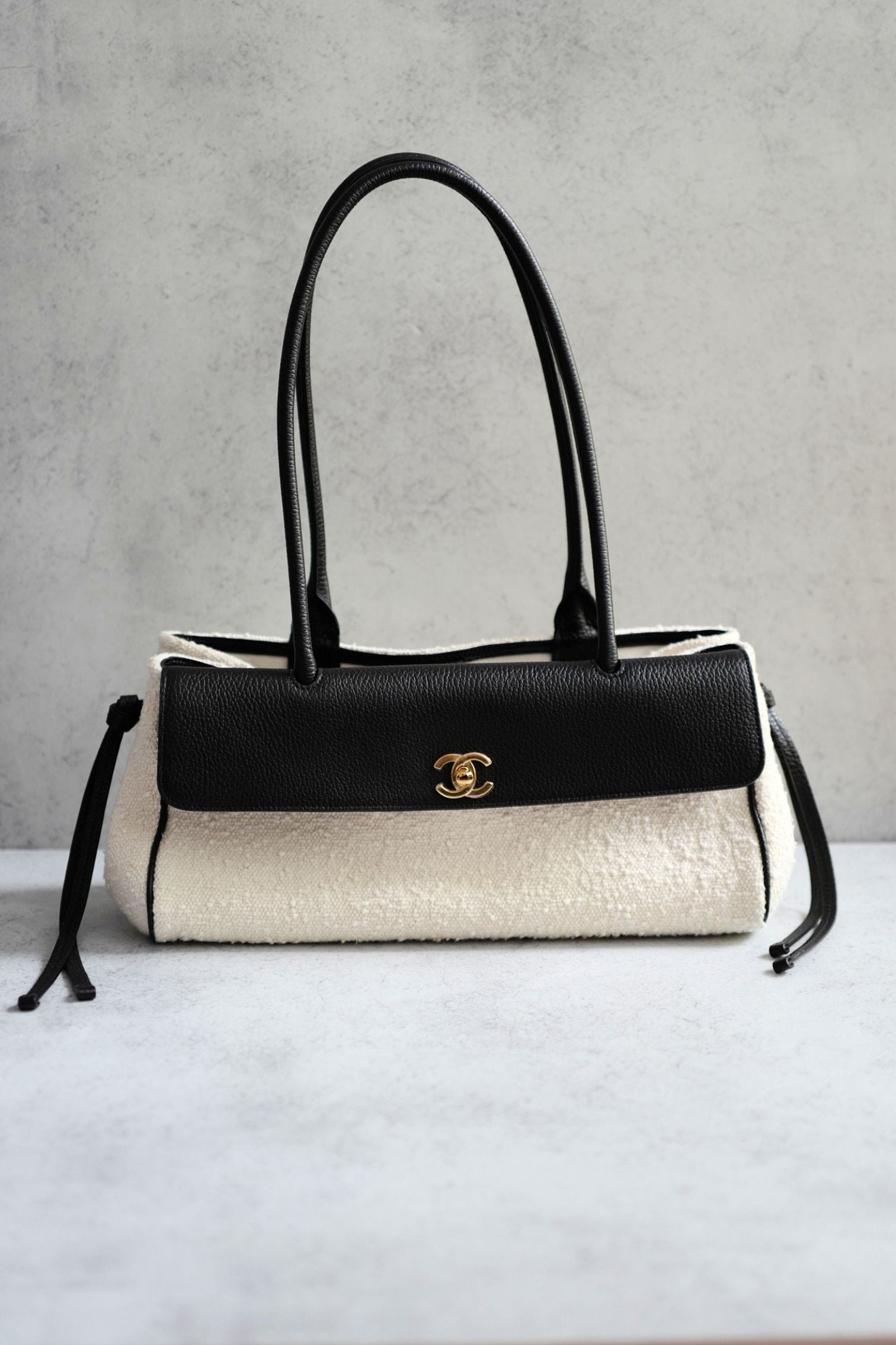 Chanel 26S Small Shopping Bag Matthieu Blazy Black/Ecru Tweed Leather SS26