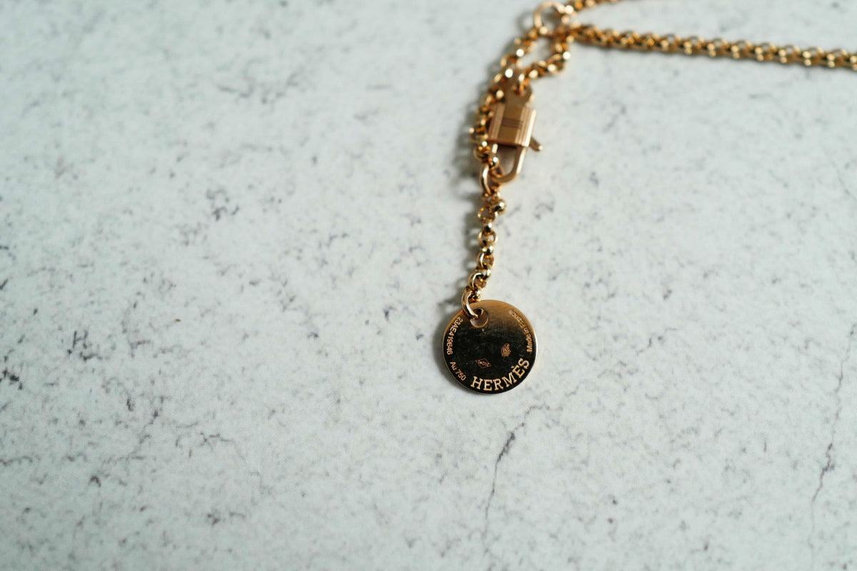 New Hermes Kelly Clochette Necklace pm dia 18k Rose Gold With Diamonds $11K