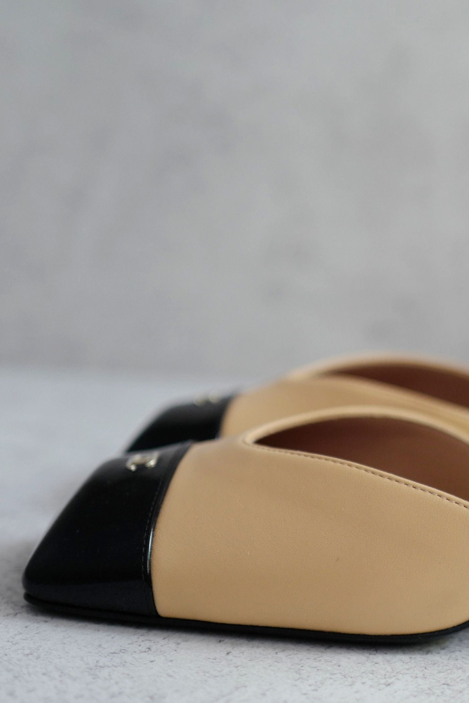 Chanel 26s Slingbacks Matthieu Blazy's Beige Black Lambskin Calfskin Size 38