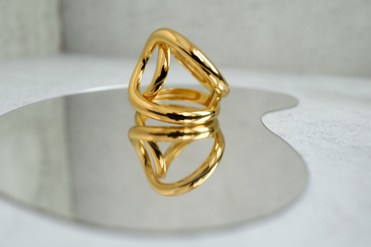 NEW Chanel 26K Cuff Bracelet Metal Gold Interlocking CC Logo