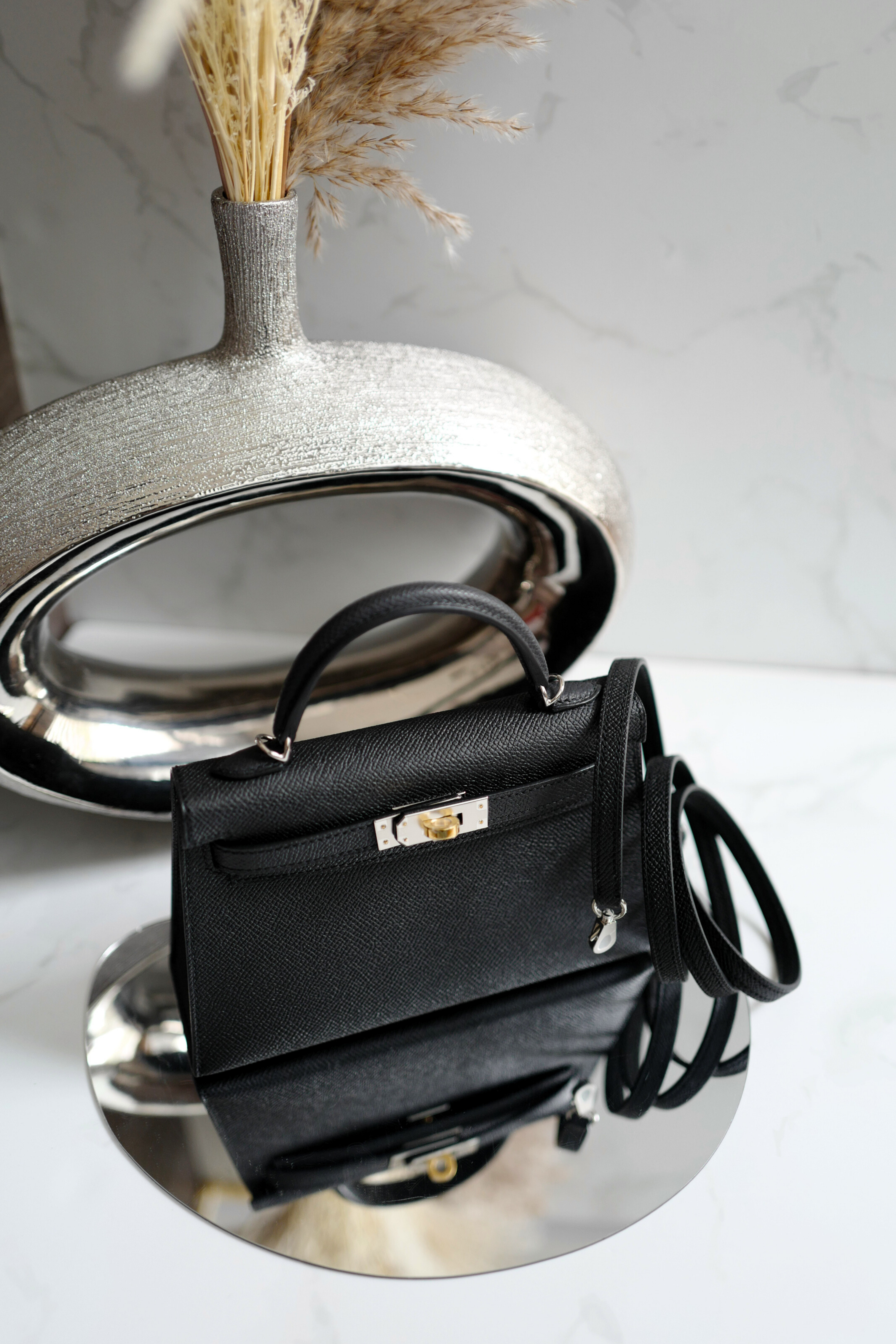 BNIB Hermes Mini Kelly Noir Black Epsom Electrum Hardware 2025
