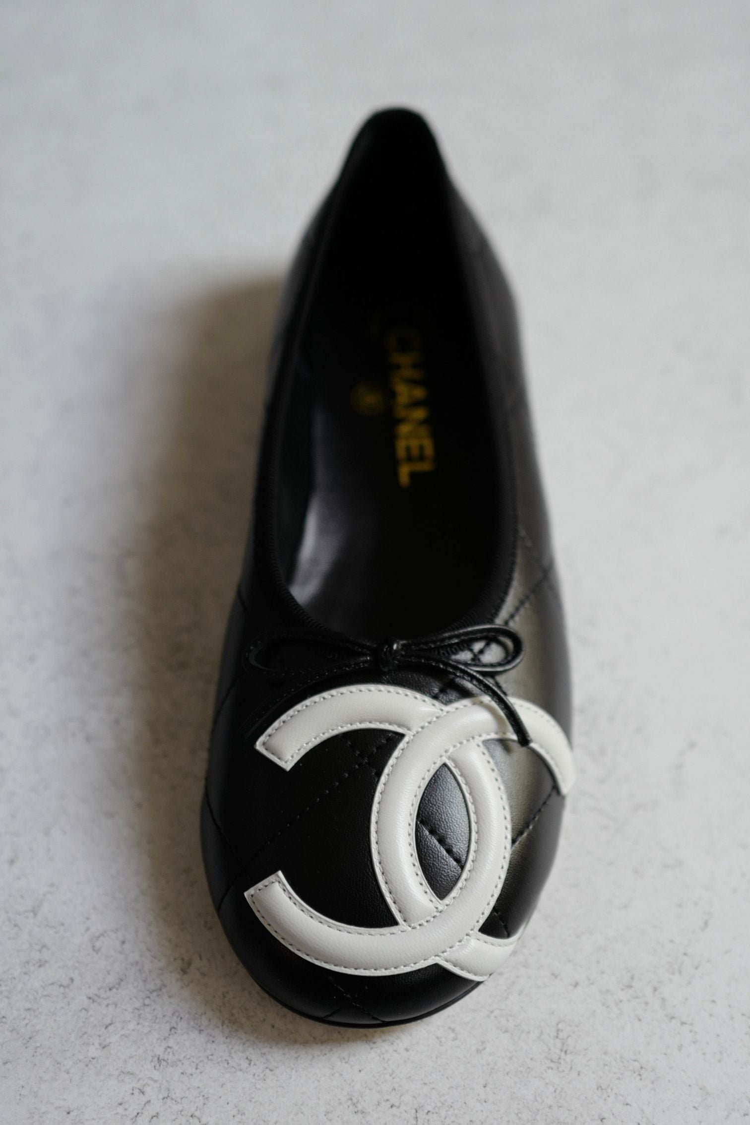 Chanel 26M Coco Beach Ballet Flats Black Lambskin Size 37.5