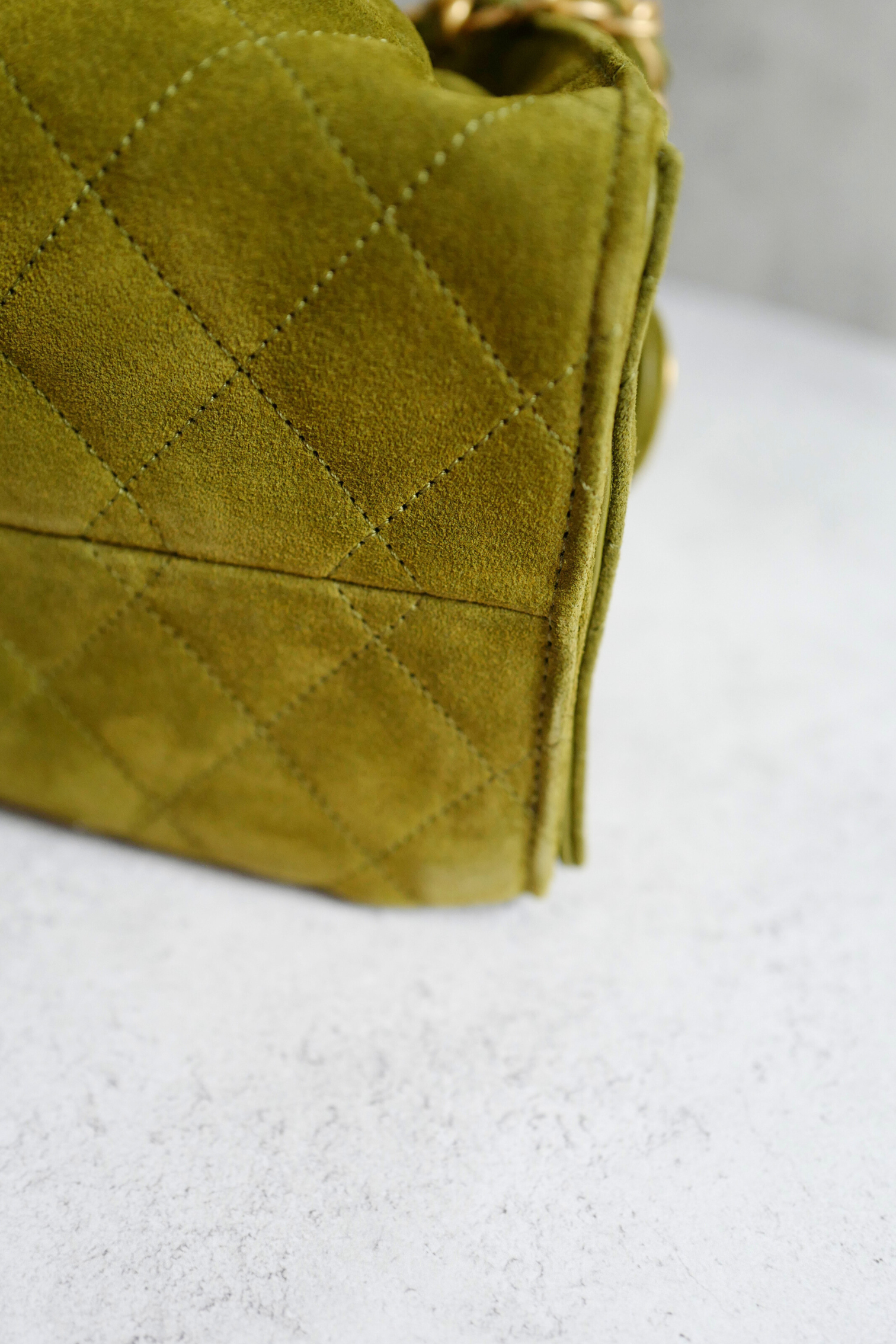 BNIB Chanel 25K Small Hobo Bag Khaki Green Suede with Gold Hardware