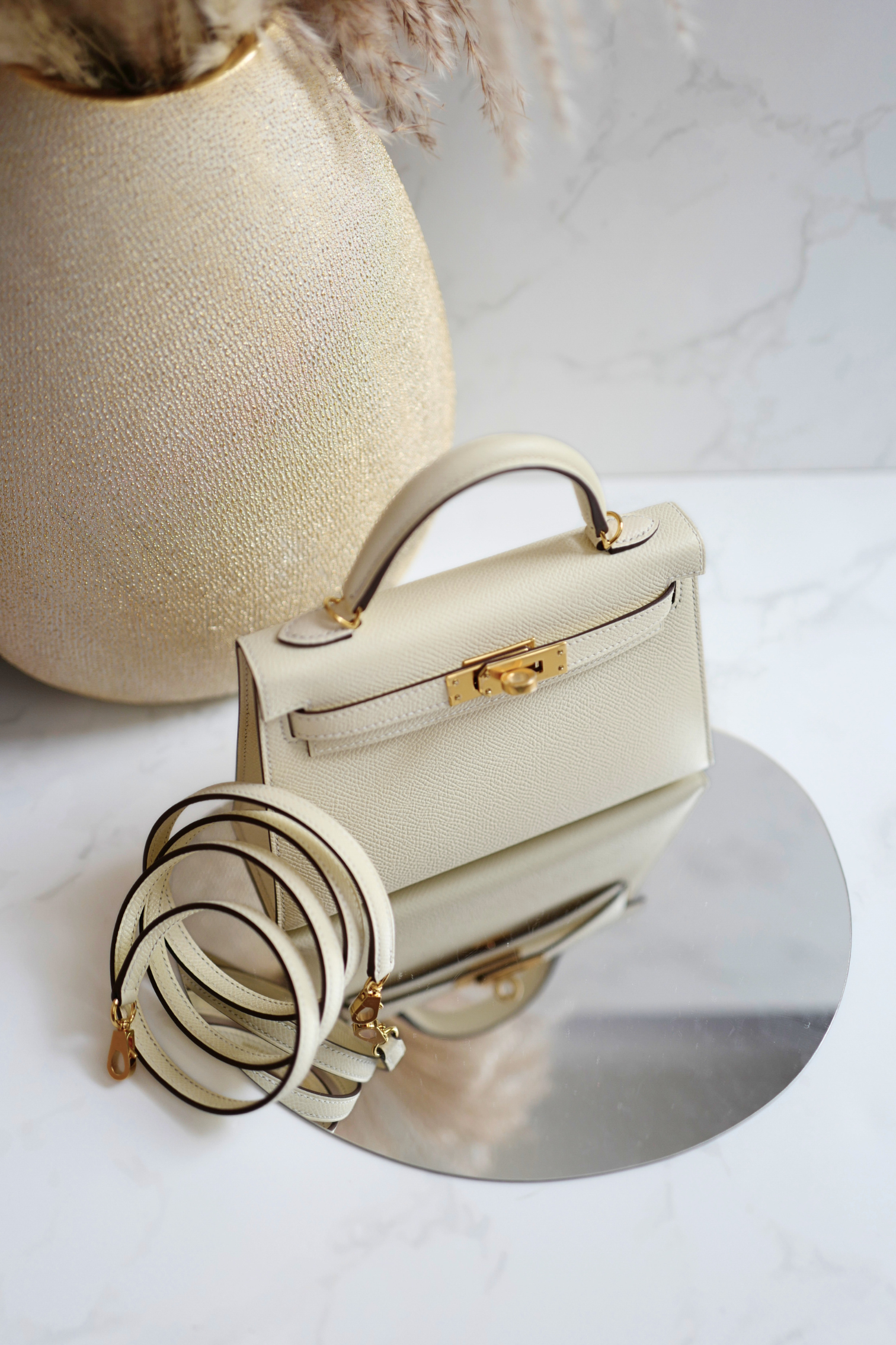 BNIB Hermès Mini Kelly 20 in Nata Epsom Leather Gold HW