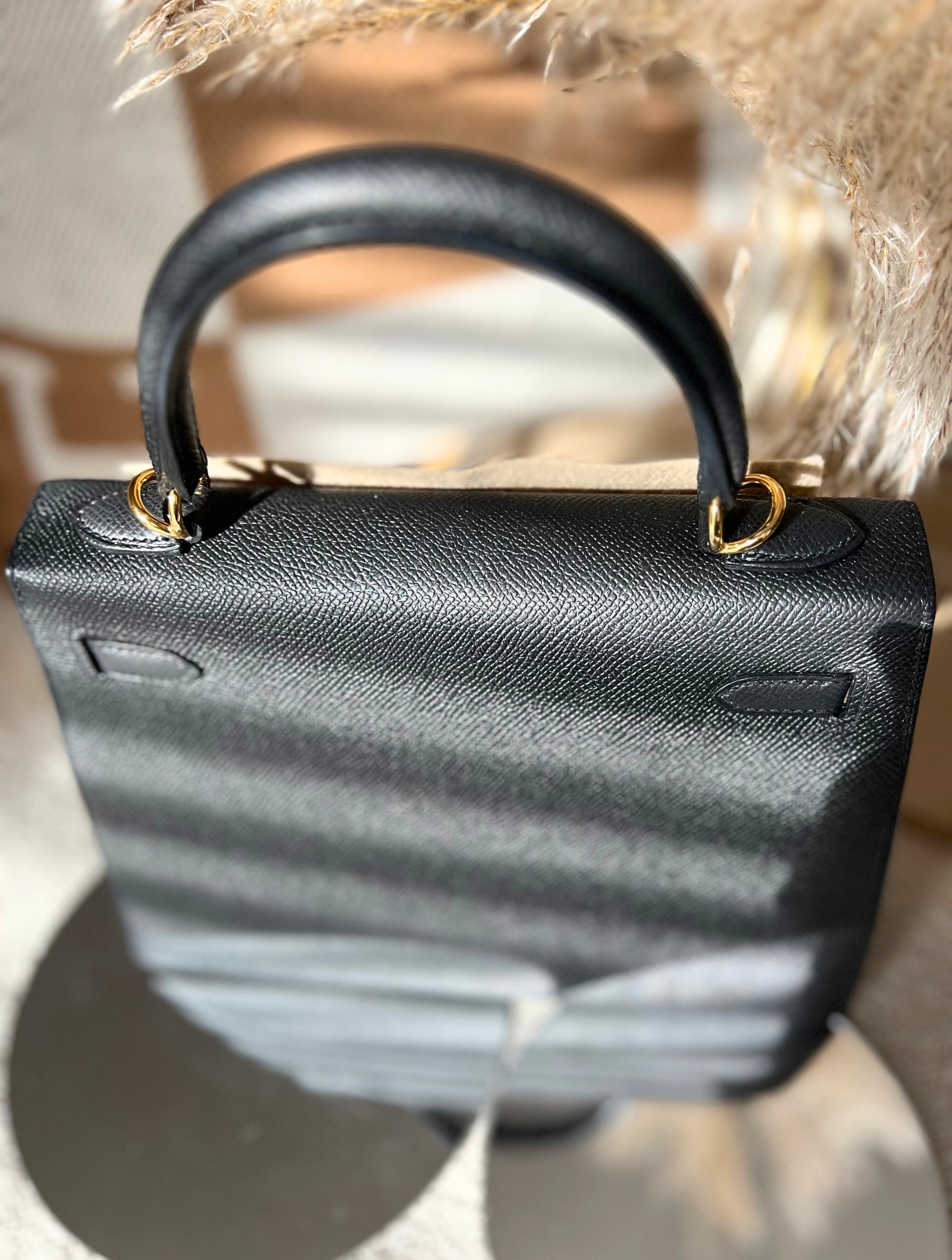 BNIB Hermes Kelly 25 Black Epsom Sellier with Gold Hardware