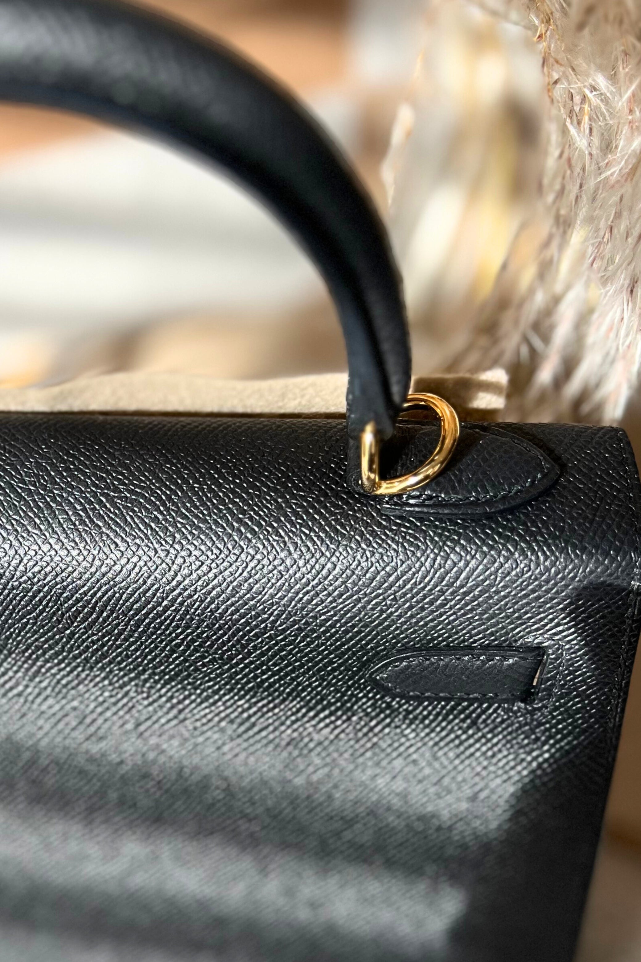 BNIB Hermes Kelly 25 Black Epsom Sellier with Gold Hardware