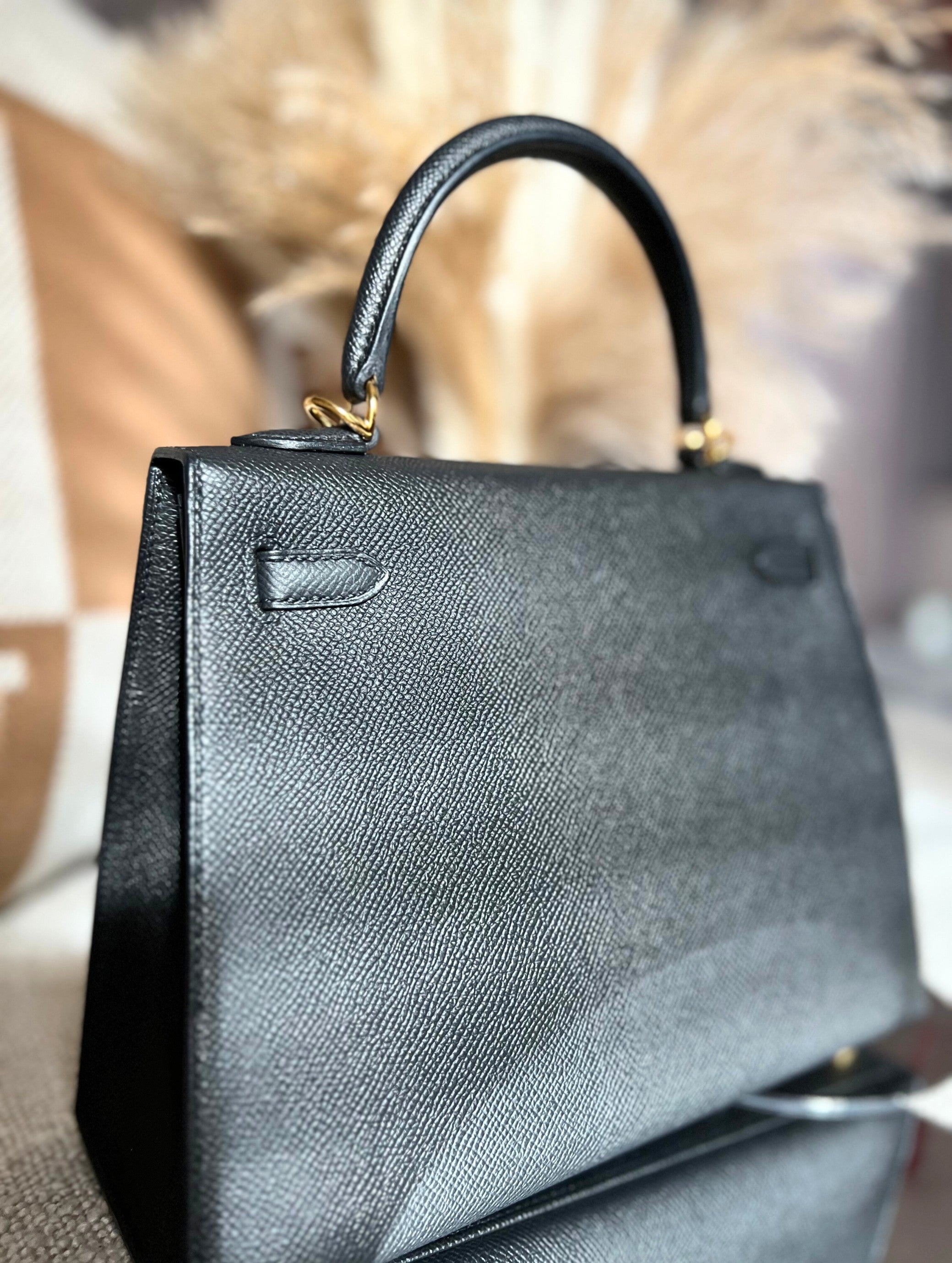 BNIB Hermes Kelly 25 Black Epsom Sellier with Gold Hardware