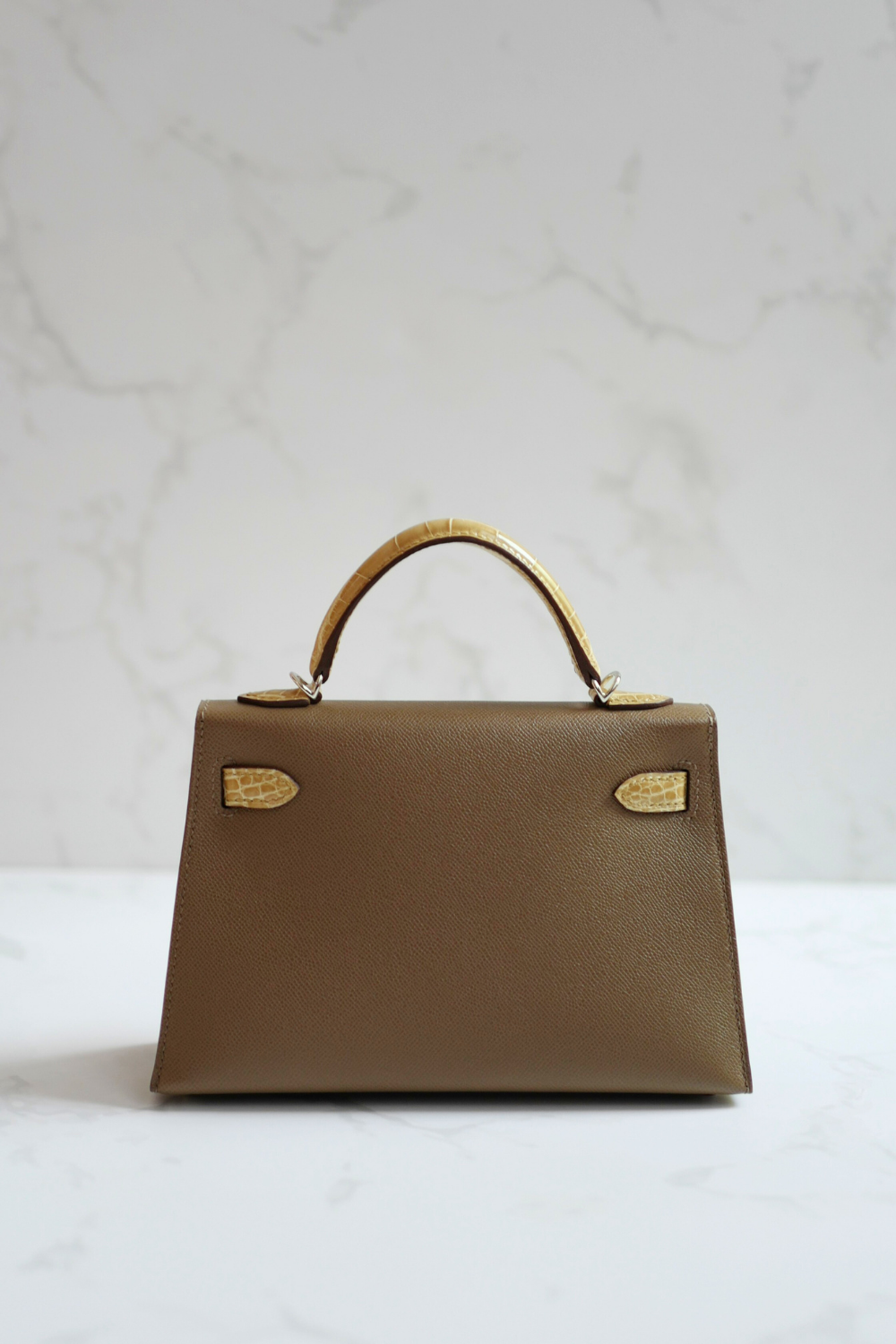 BNIB Hermes Mini Kelly touch Madame calfskin pol alli Etoupe beige phw