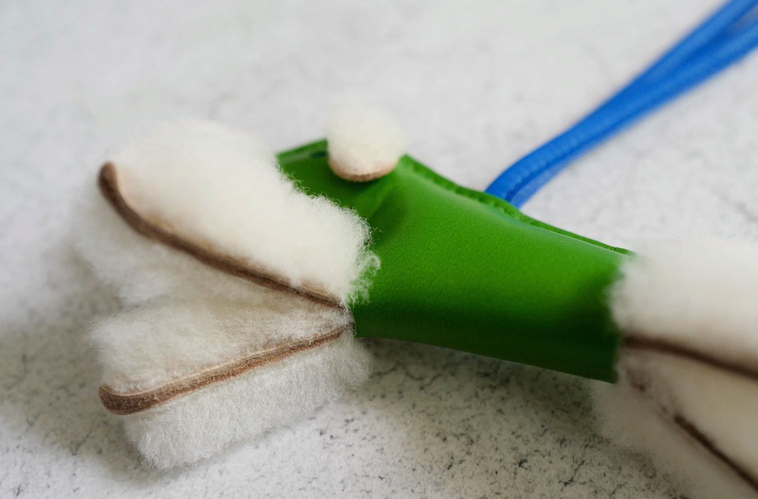 Hermès Budy Charm Écru/Vert Yucca/Bleu Hydra Merinos Wool Milo Lambskin
