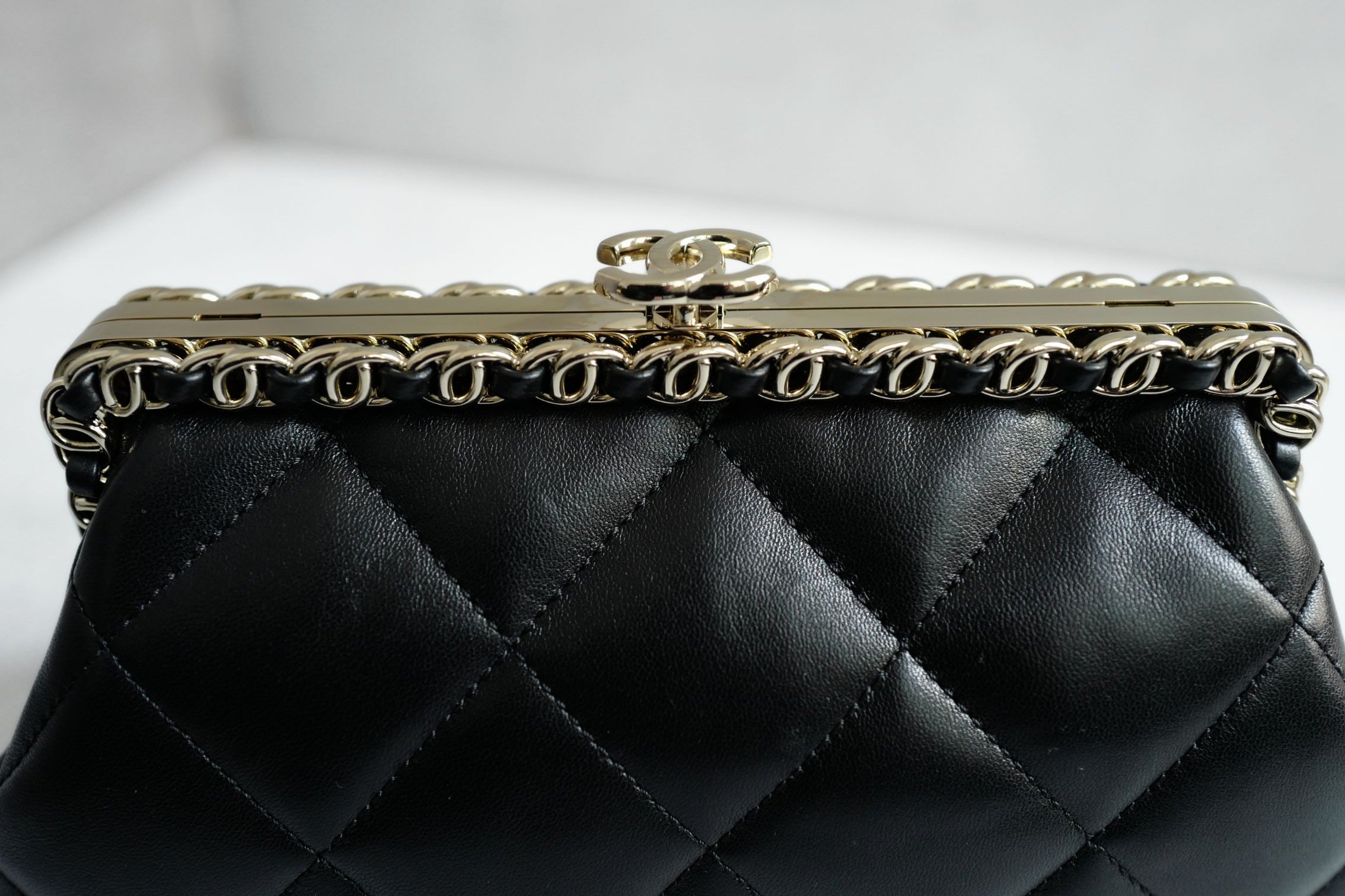 BNIB Chanel 24P Clutch On Chain Lambskin With CC Champagne Gold Hardware