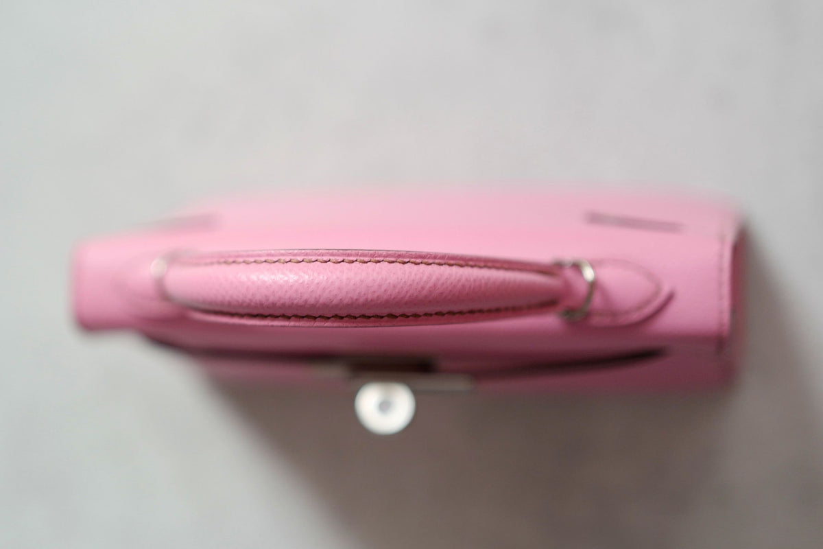 Hermes Mini Kelly 5P Bubblegum Pink Epsom Leather Palladium Hardware