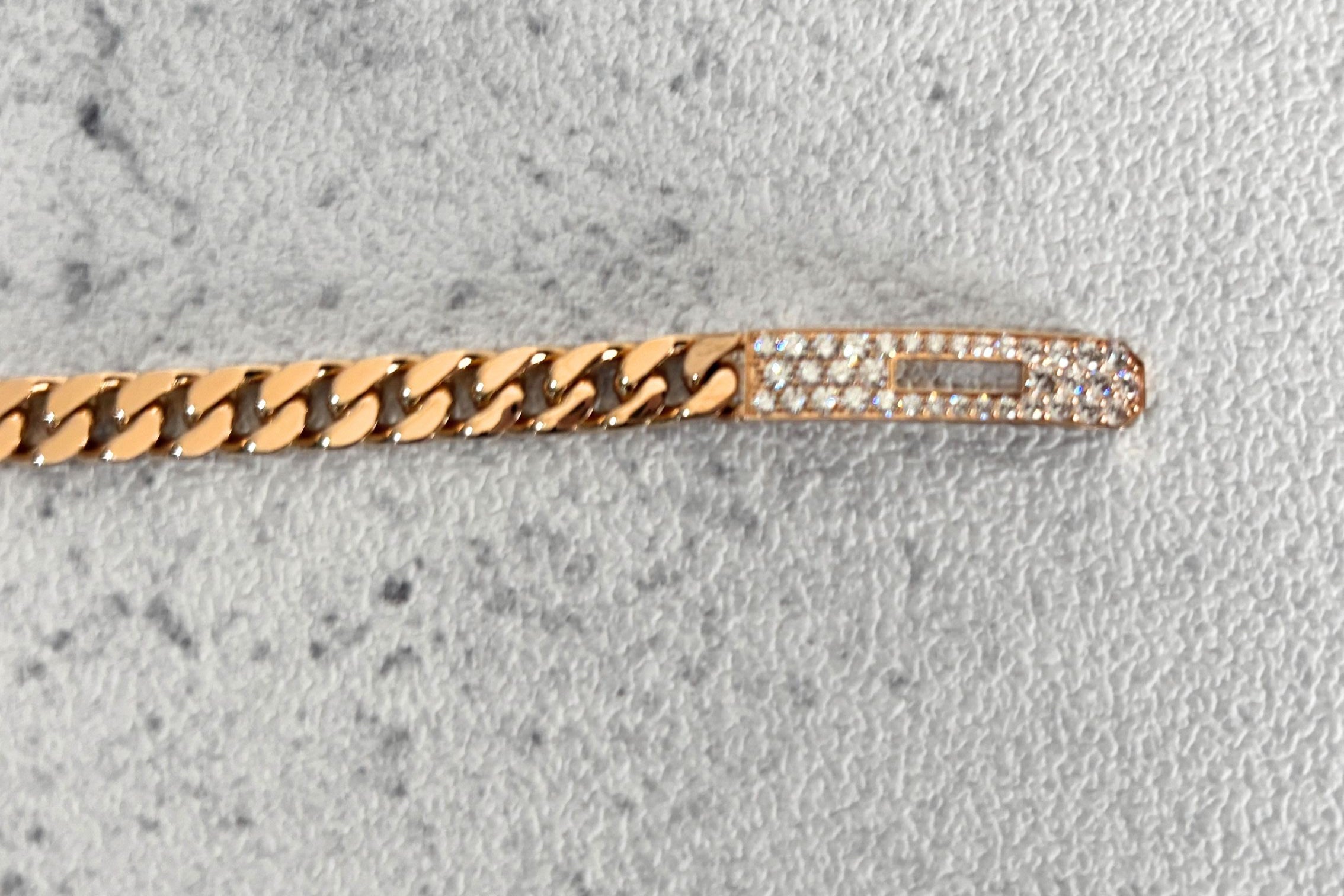 NEW Hermes Kelly Gourmette Bracelet Rose Gold 750 Diamond 0.90ct ST