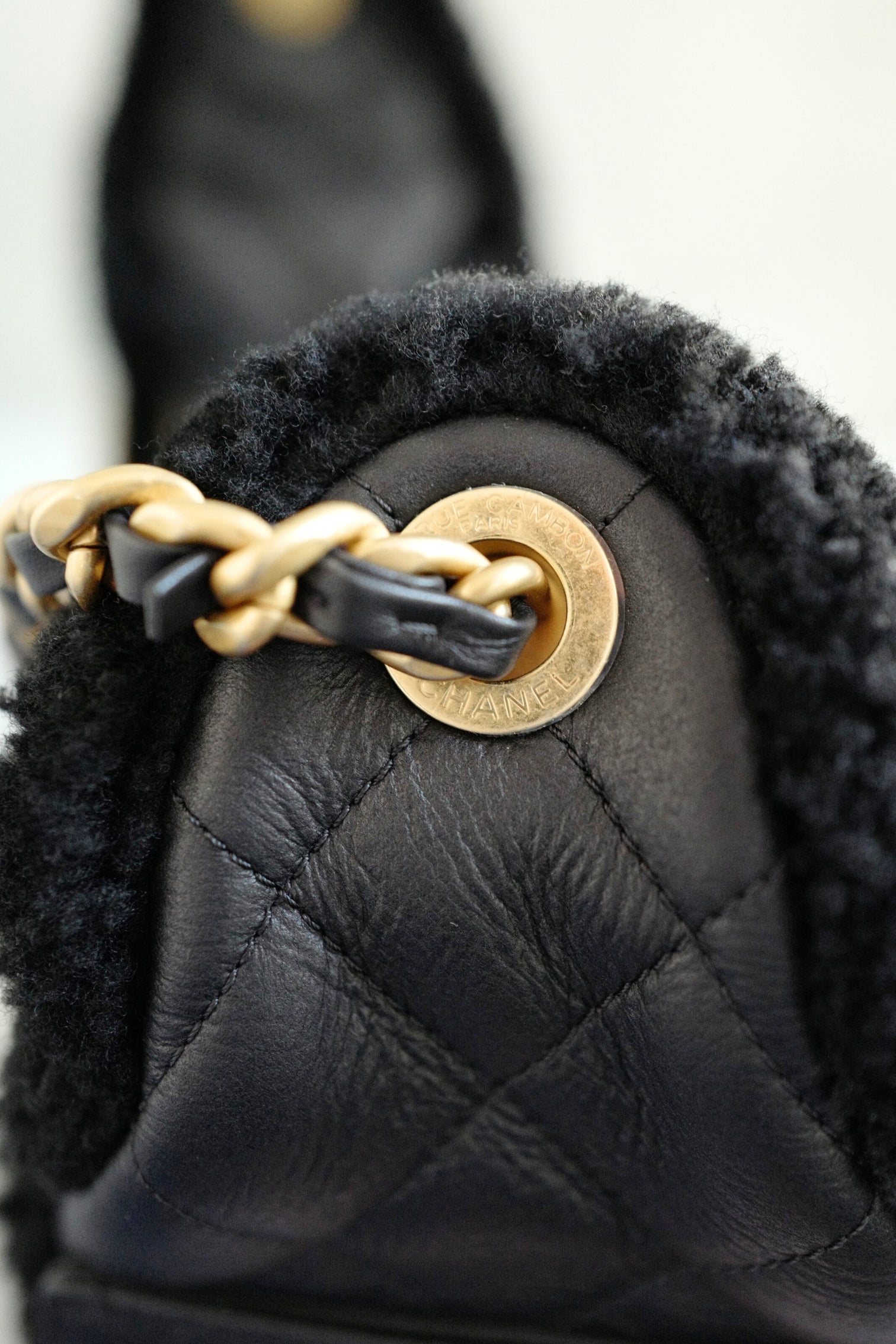 Chanel 25K Small Hobo Bag in Black Shearling and Calfskin Leather Gold Hardware