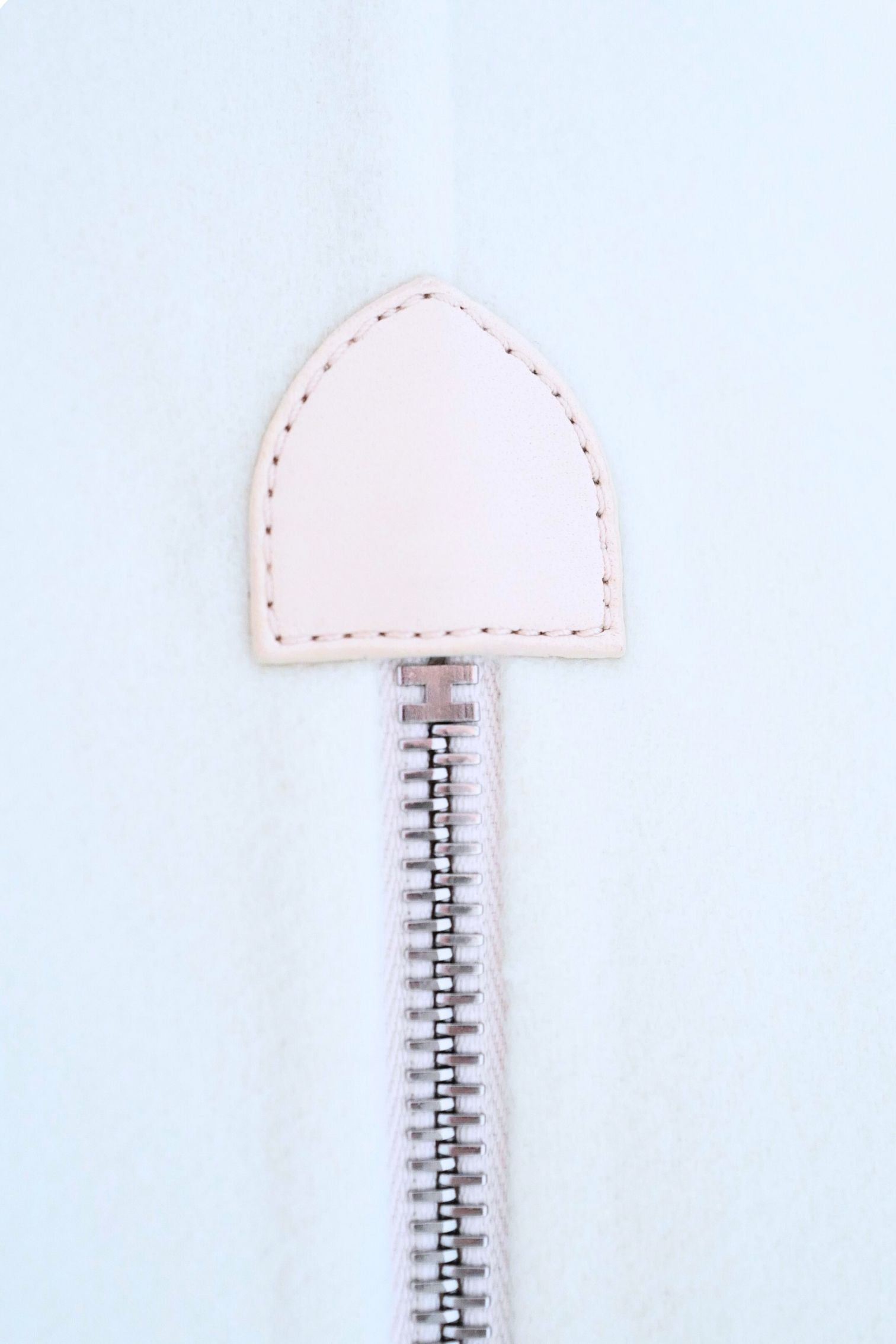 Hermès Double-Face Cashmere Coat with Felt & Leather Details in Natural White Size 34