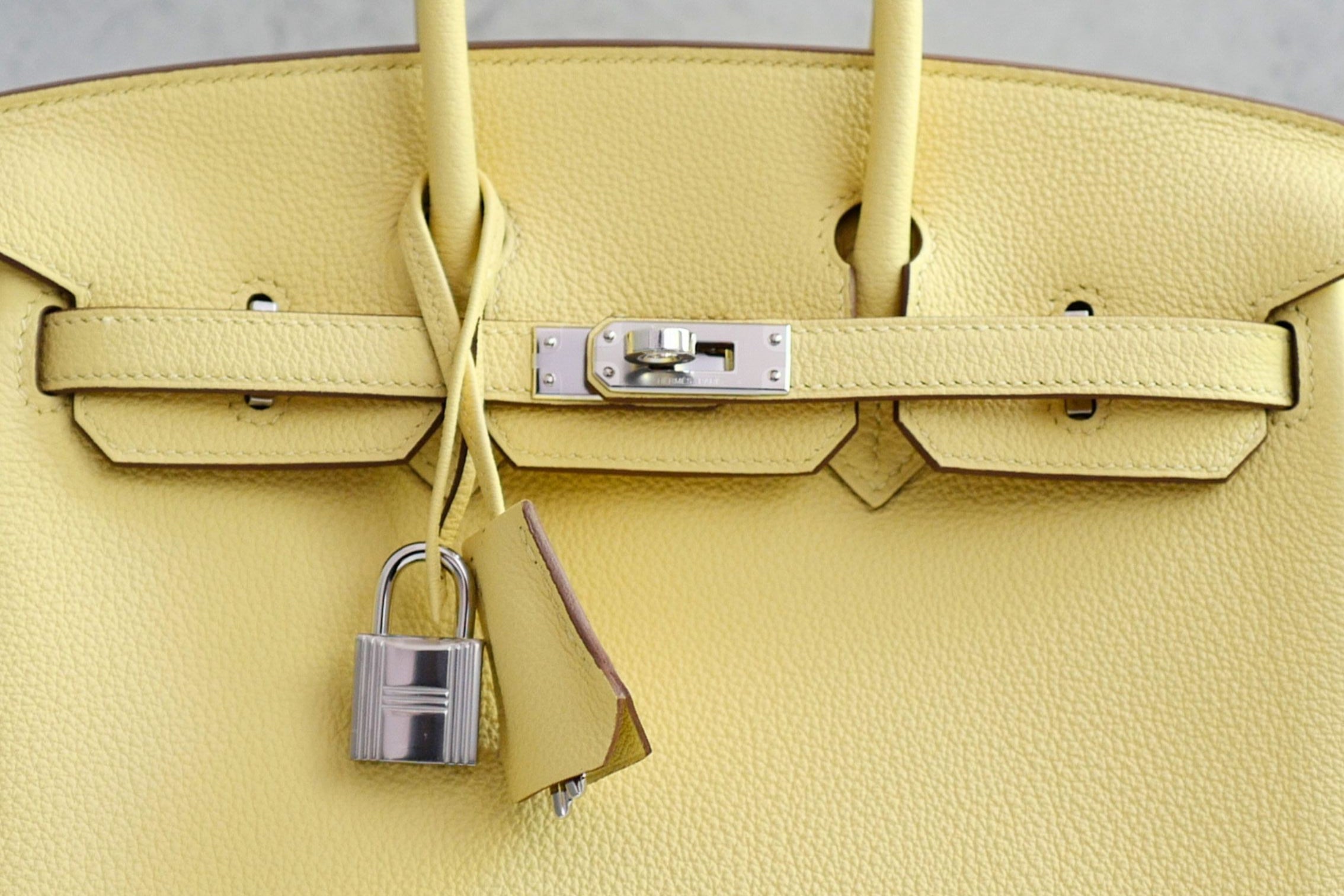Hermès Birkin 25 Jaune Poussin Togo Leather Palladium Hardware G Stamp