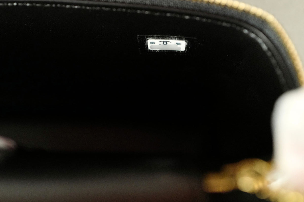 Chanel 26K Matthieu Blazy's Vanity with Chain Croc Embossed Black Calfskin Leather GHW