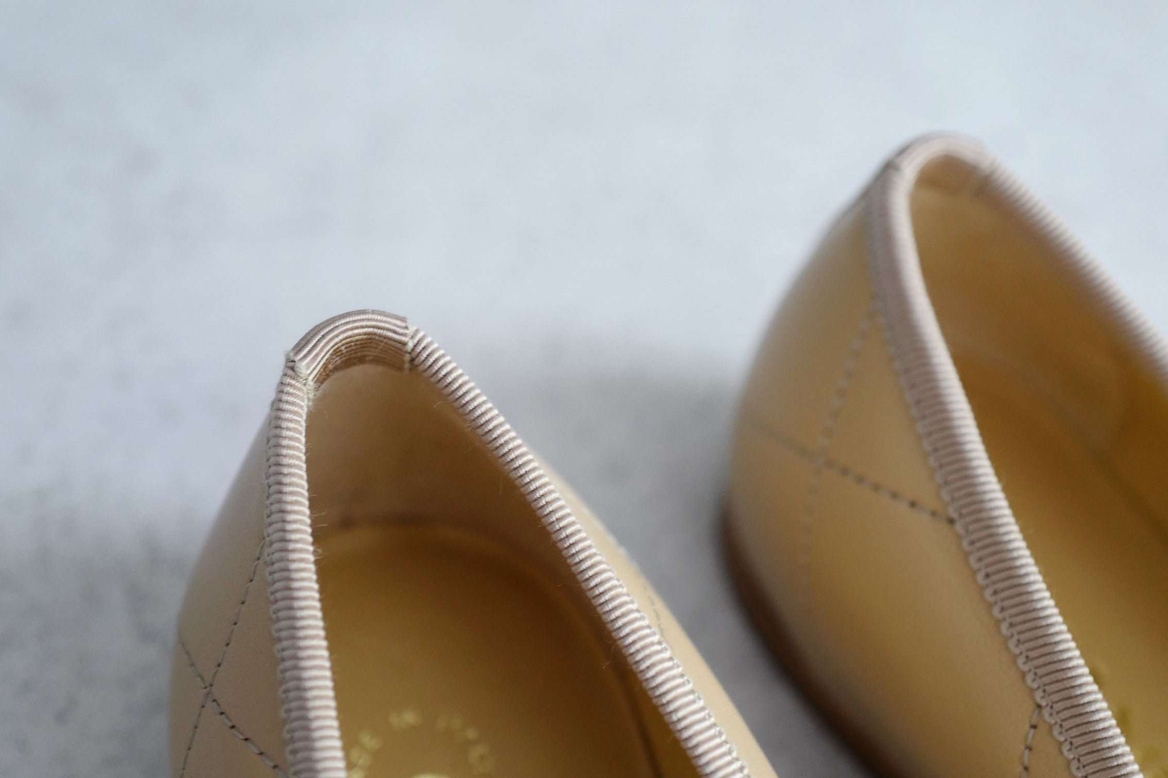 Chanel 26M Coco Beach Ballet Flats Beige Lambskin Size 37