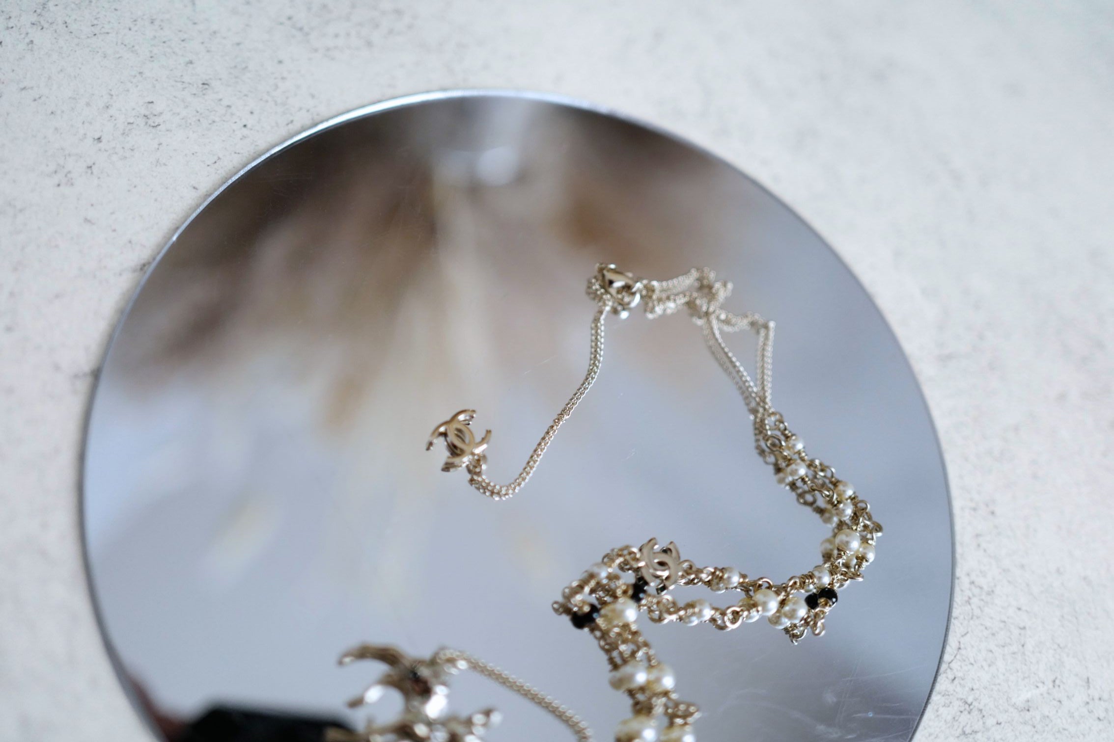 Chanel CC Deer Long Pendant Necklace Gold and Faux Pearl