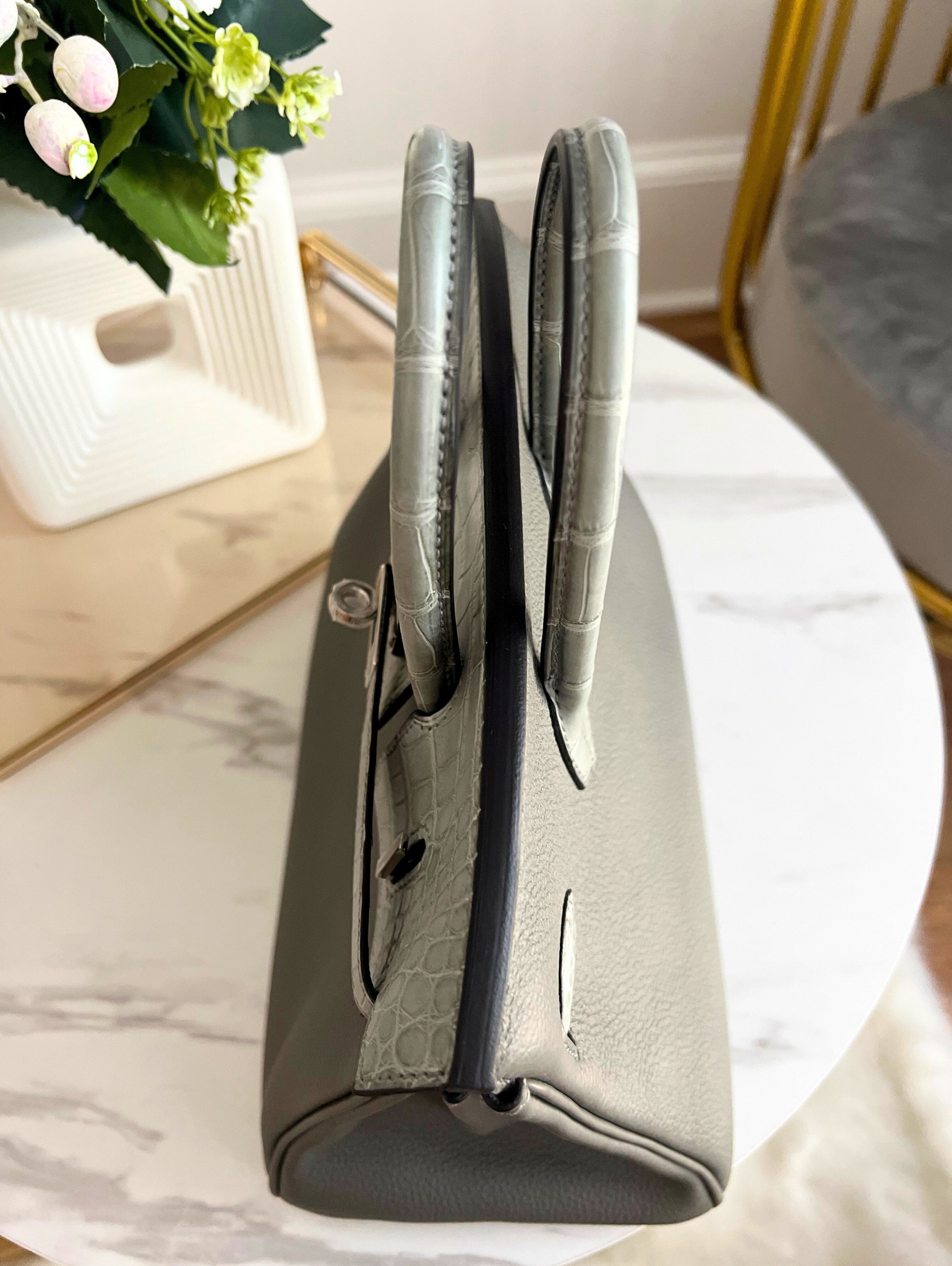 NEW Hermes Birkin 25 Touch Gris Meyer Palladium Hardware B Stamp 2023