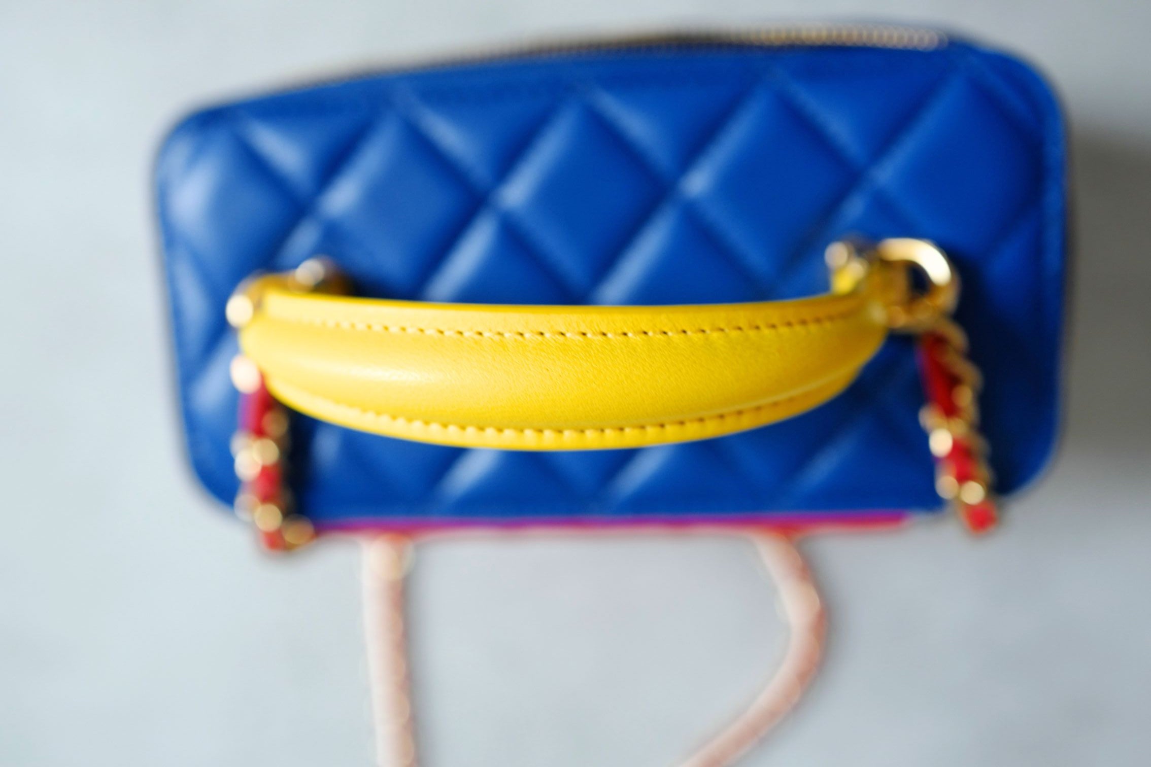 Chanel 26A Long Vanity Superman With Chain Lambskin Blue/Yellow/Red Gold HW