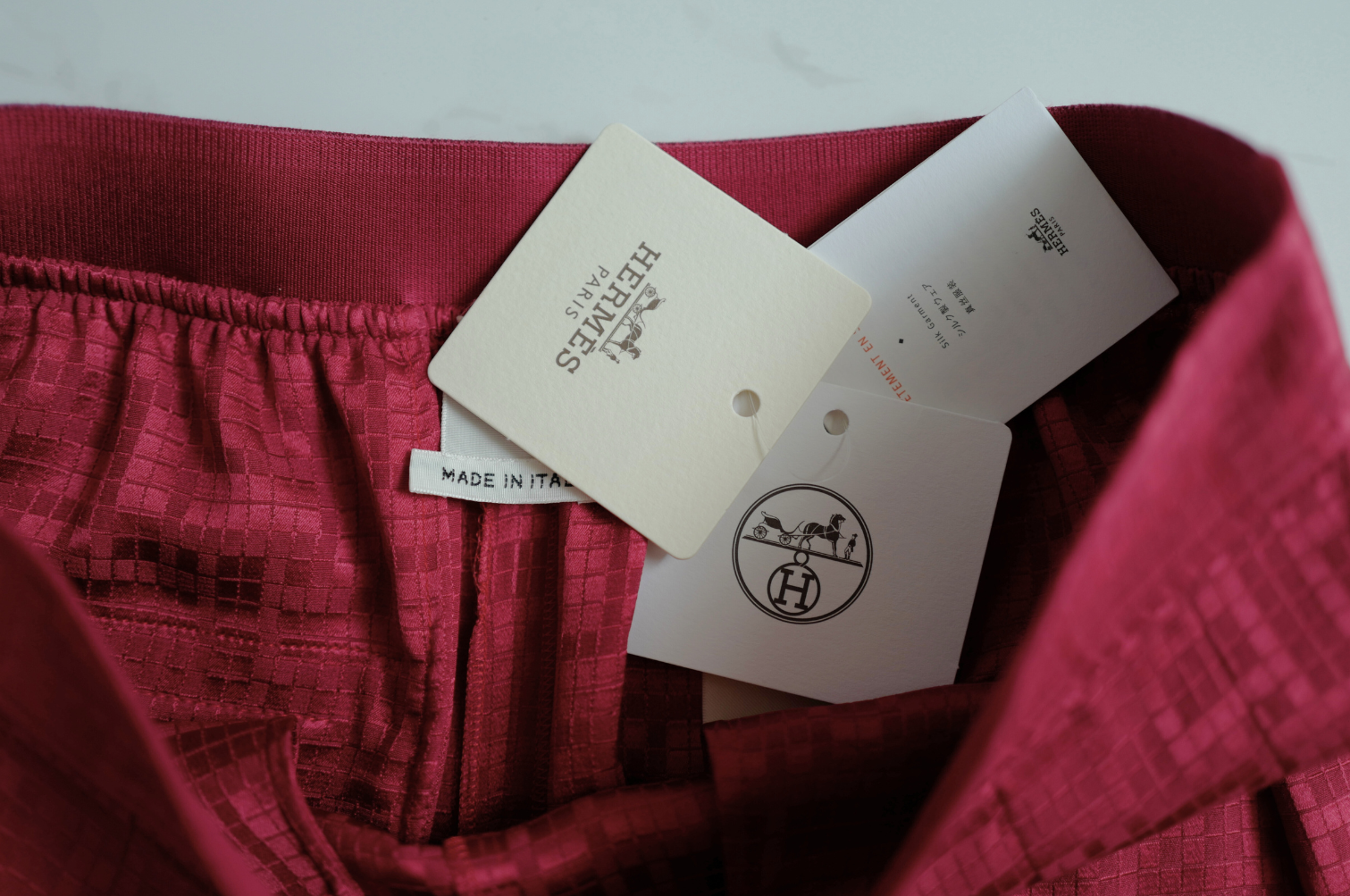 NEW Hermès "Mosaique" Wide Leg Pants Rose Framboise Size 34
