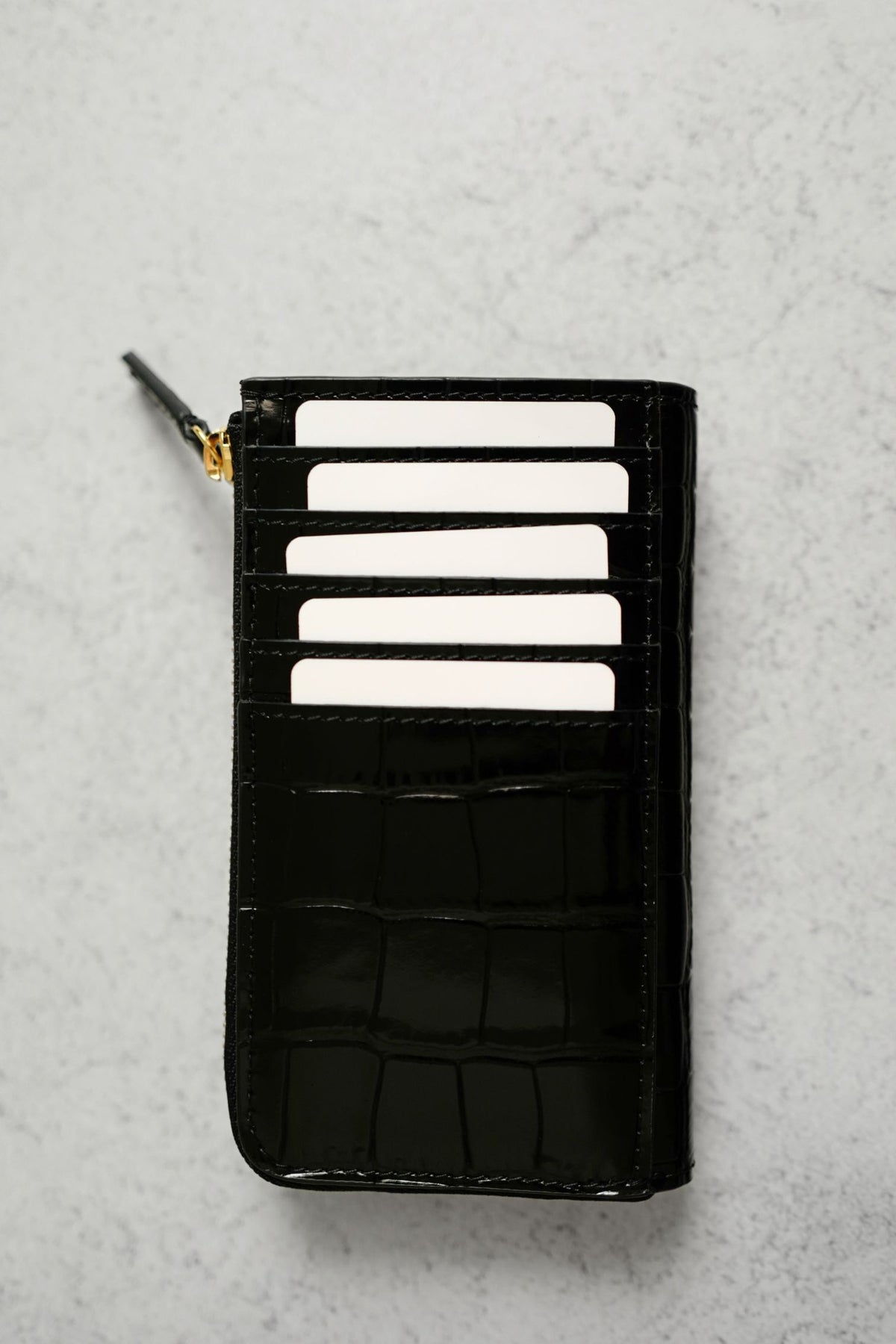 Chanel 26K Matthieu Blazy's Card Holder Croc Embossed Black Calfskin GHW