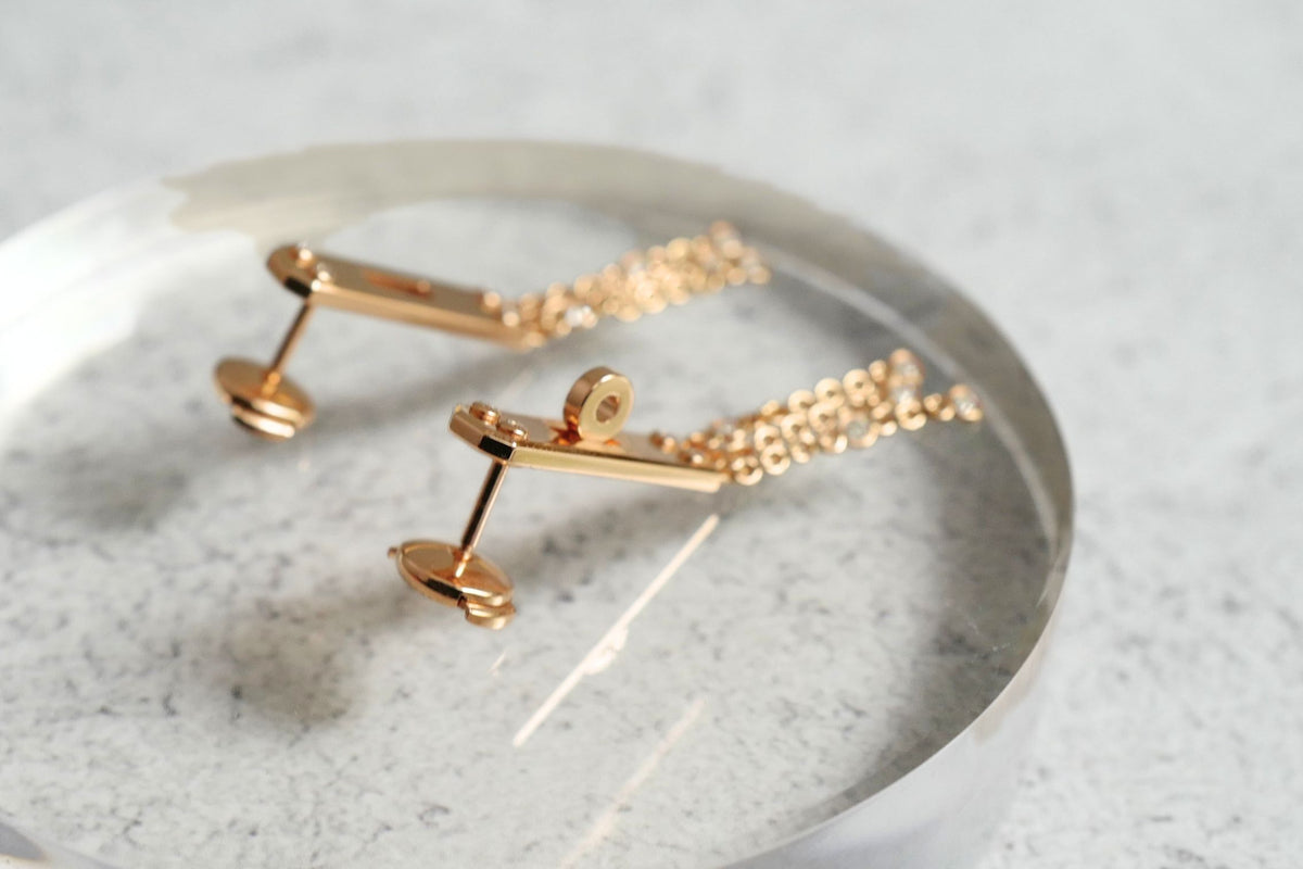 Hermès Kelly Gavroche Earrings Small Model 18K Rose Gold 18 Diamonds