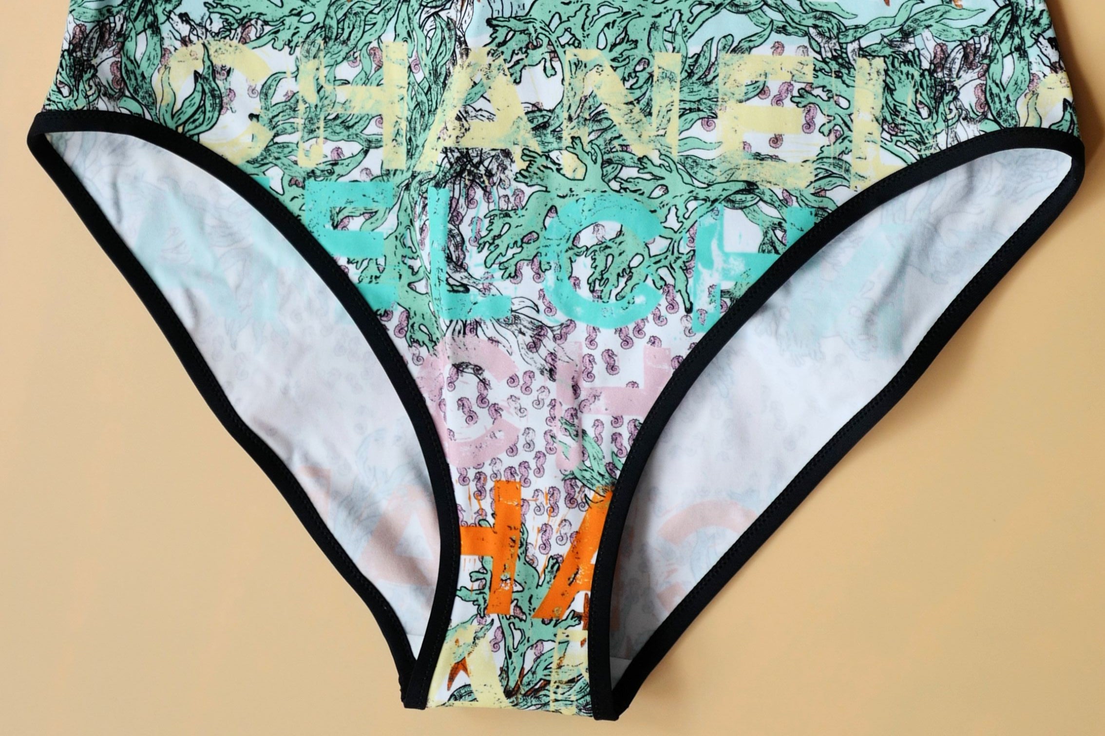 Chanel 26M Coco Beach Swimsuit Multicolor Stretch Jersey Size 36